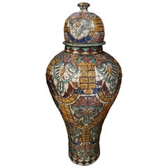 Extra Tall Moroccan Bone and Metal Inlaid Vase / Urn, 51LM24