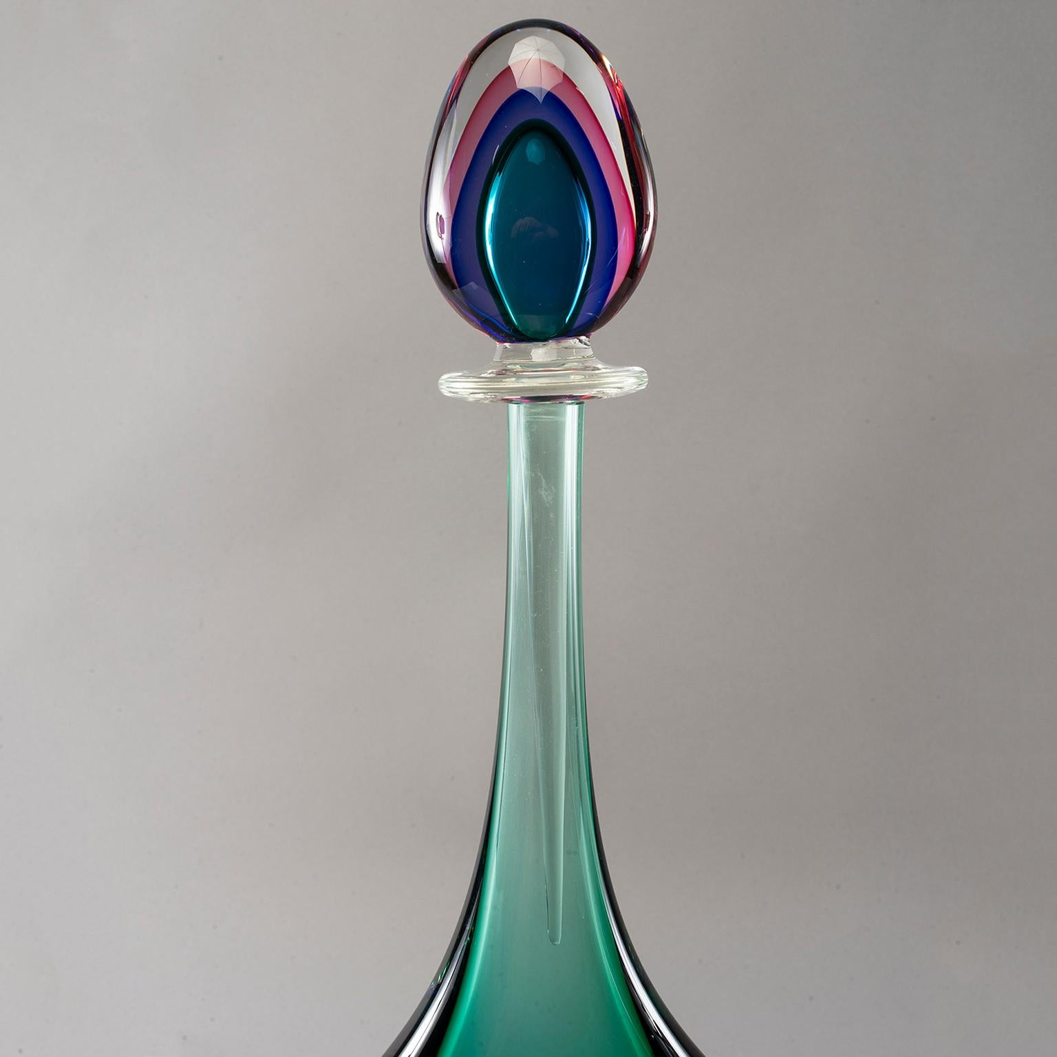 Contemporary Extra Tall Murano Sommerso Glass Perfume Bottle