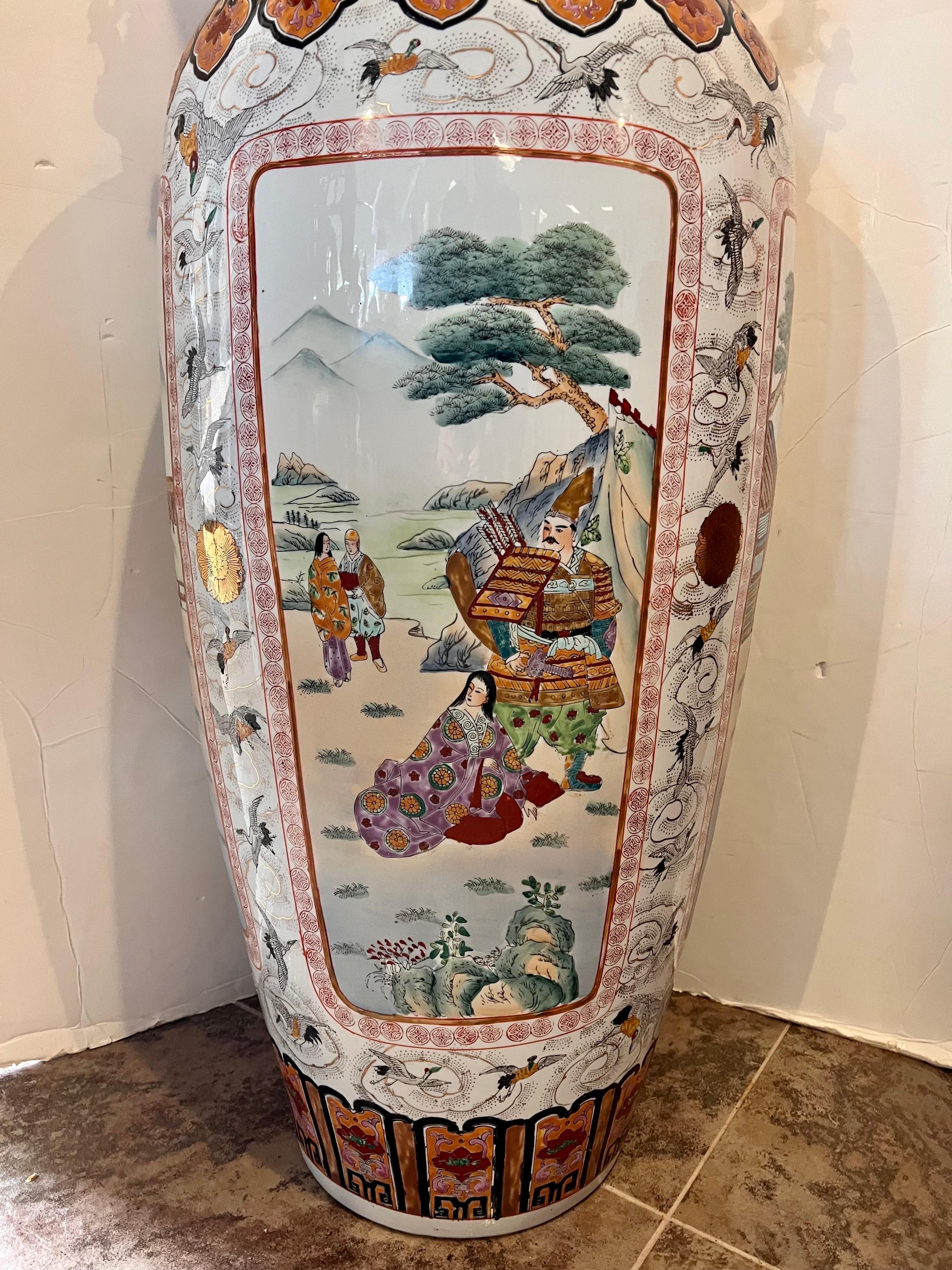 Chinese Export Extra Tall Palace Sized Extra Large Colorful Chinese Porcelain Vase Urn