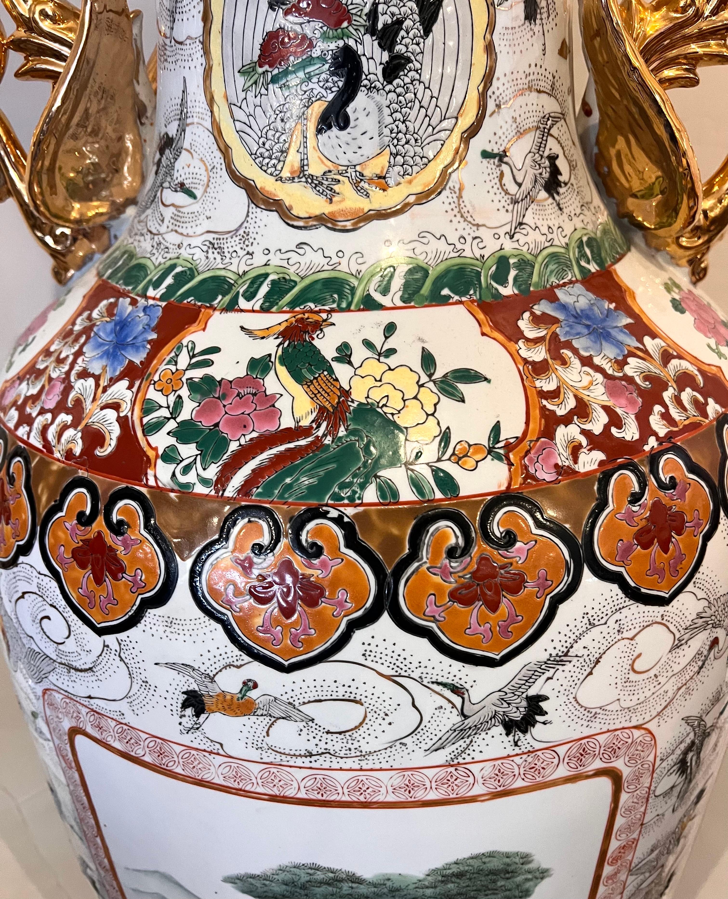20th Century Extra Tall Palace Sized Extra Large Colorful Chinese Porcelain Vase Urn