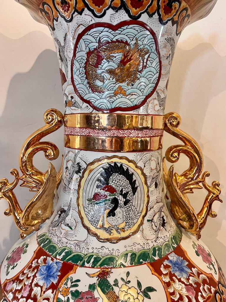 Extra Tall Palace Sized Extra Large Colorful Chinese Porcelain Vase Urn ...