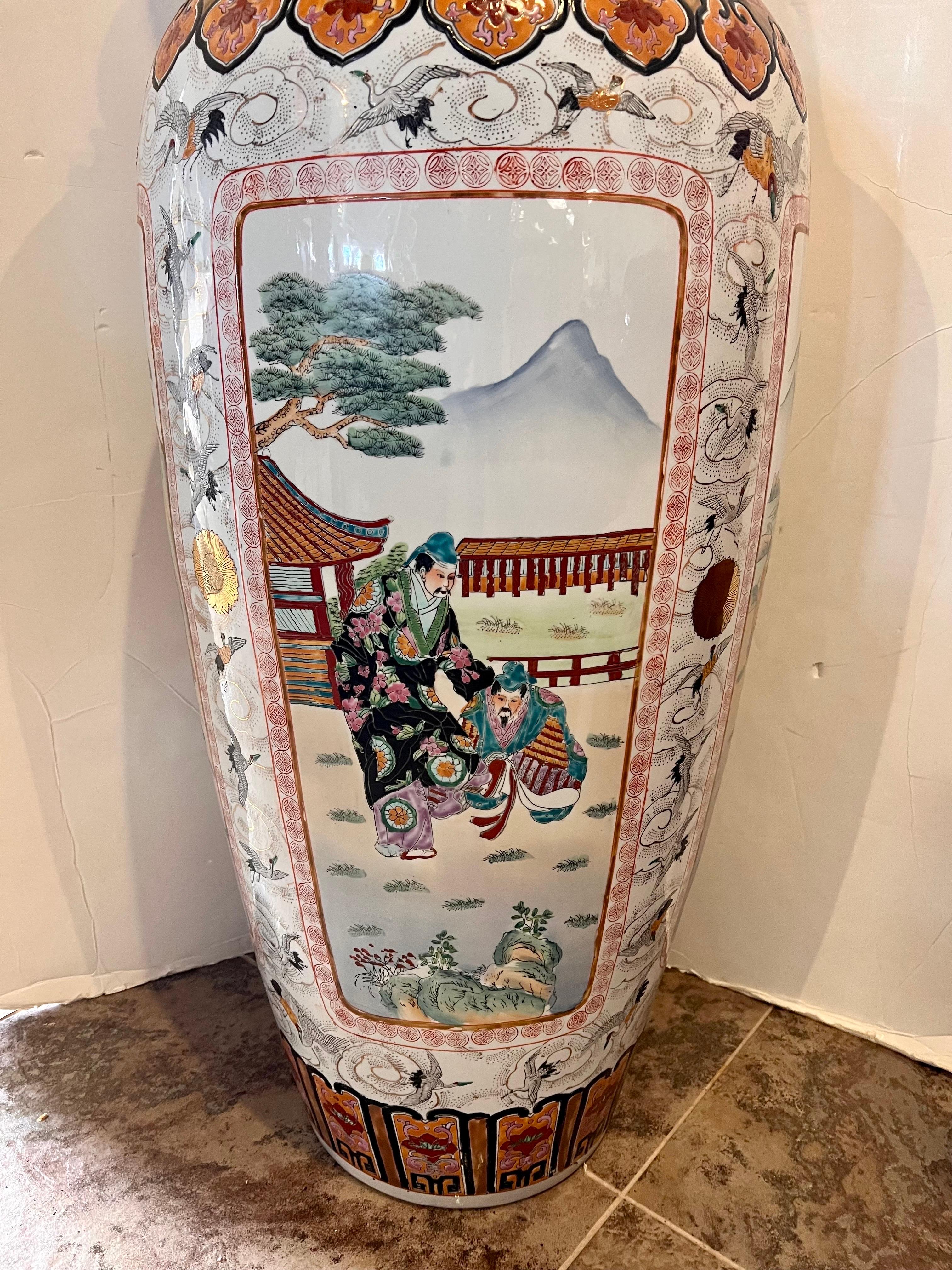 Extra Tall Palace Sized Extra Large Colorful Chinese Porcelain Vase Urn 2