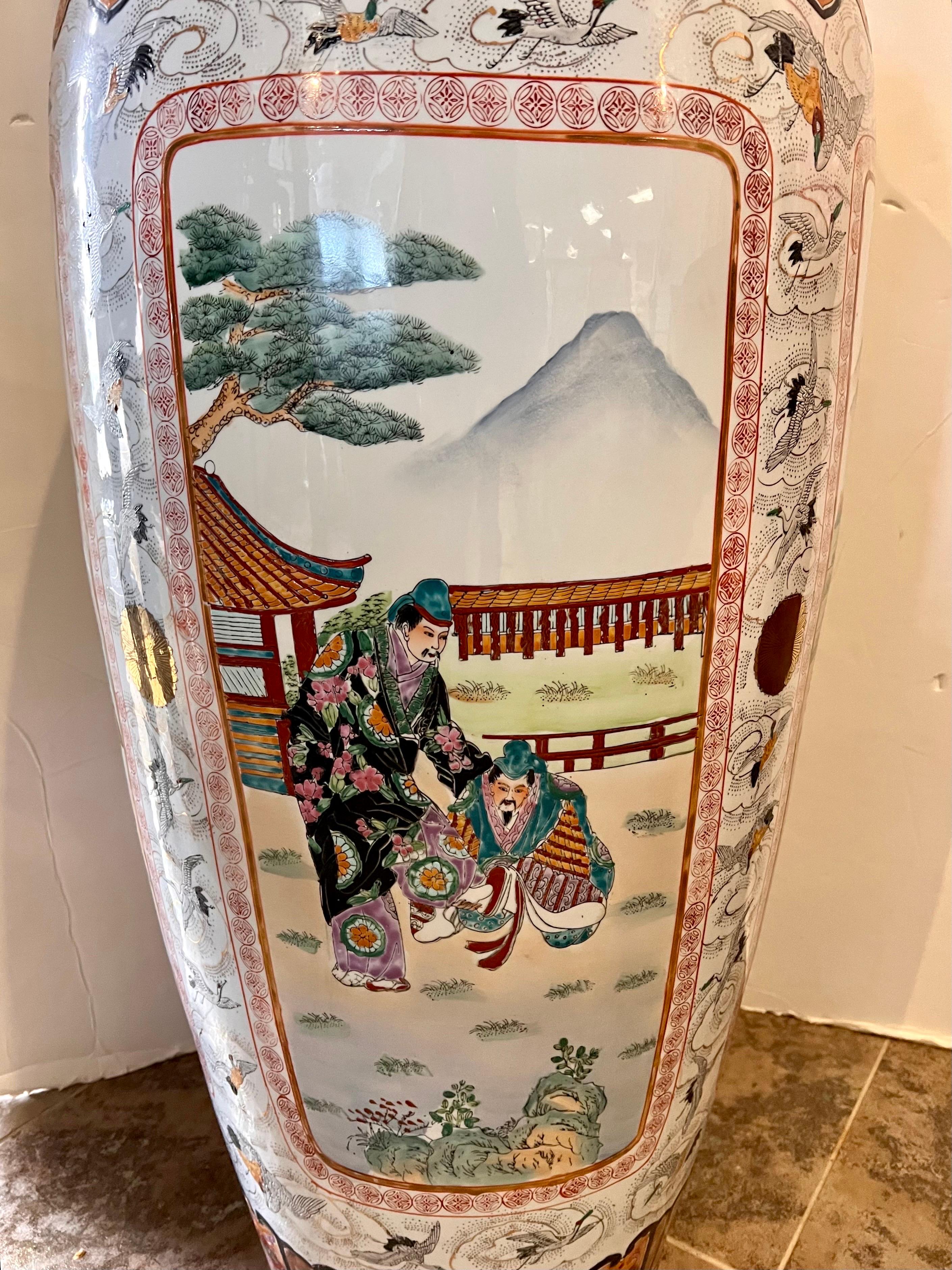 Extra Tall Palace Sized Extra Large Colorful Chinese Porcelain Vase Urn 3