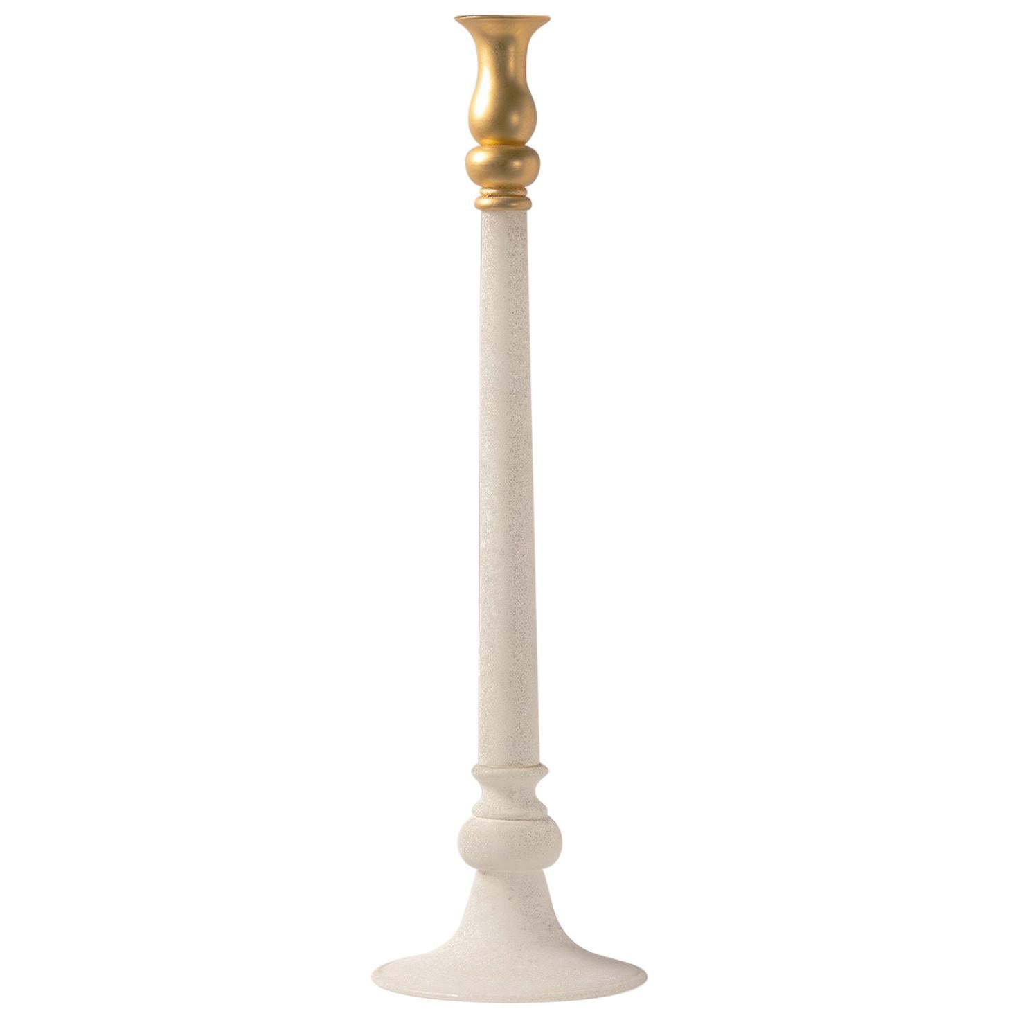 Extra Tall Seguso Vetri D’arte Murano Glass Scavo Style Candleholder For Sale
