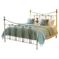 Extra Wide Brass and Iron Bed in Cream, MSK83