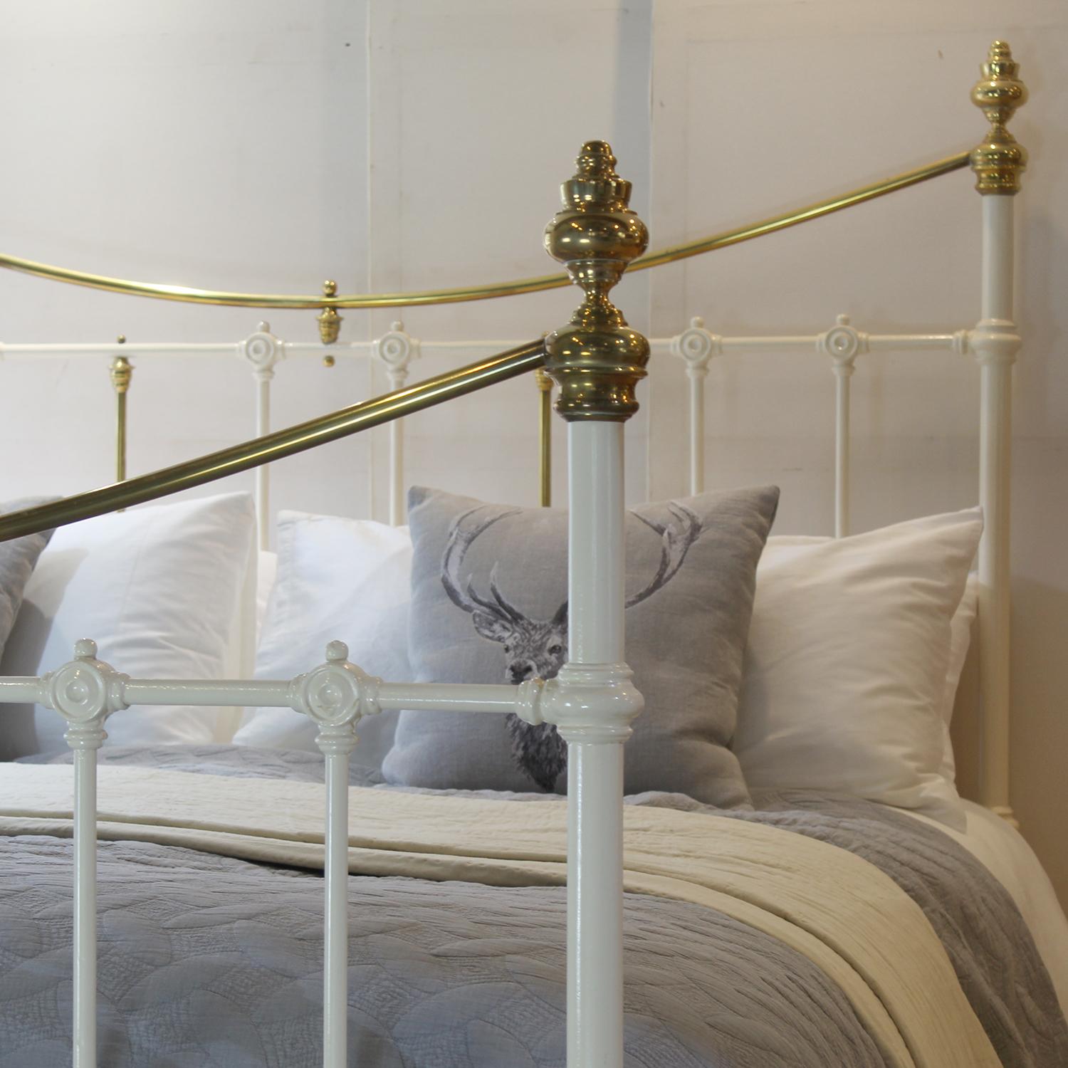 Cast Extra Wide Brass and Iron Bed in Cream, MSK84