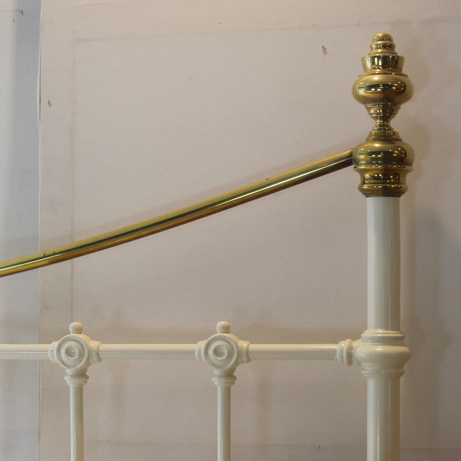 Extra Wide Brass and Iron Bed in Cream, MSK84 2