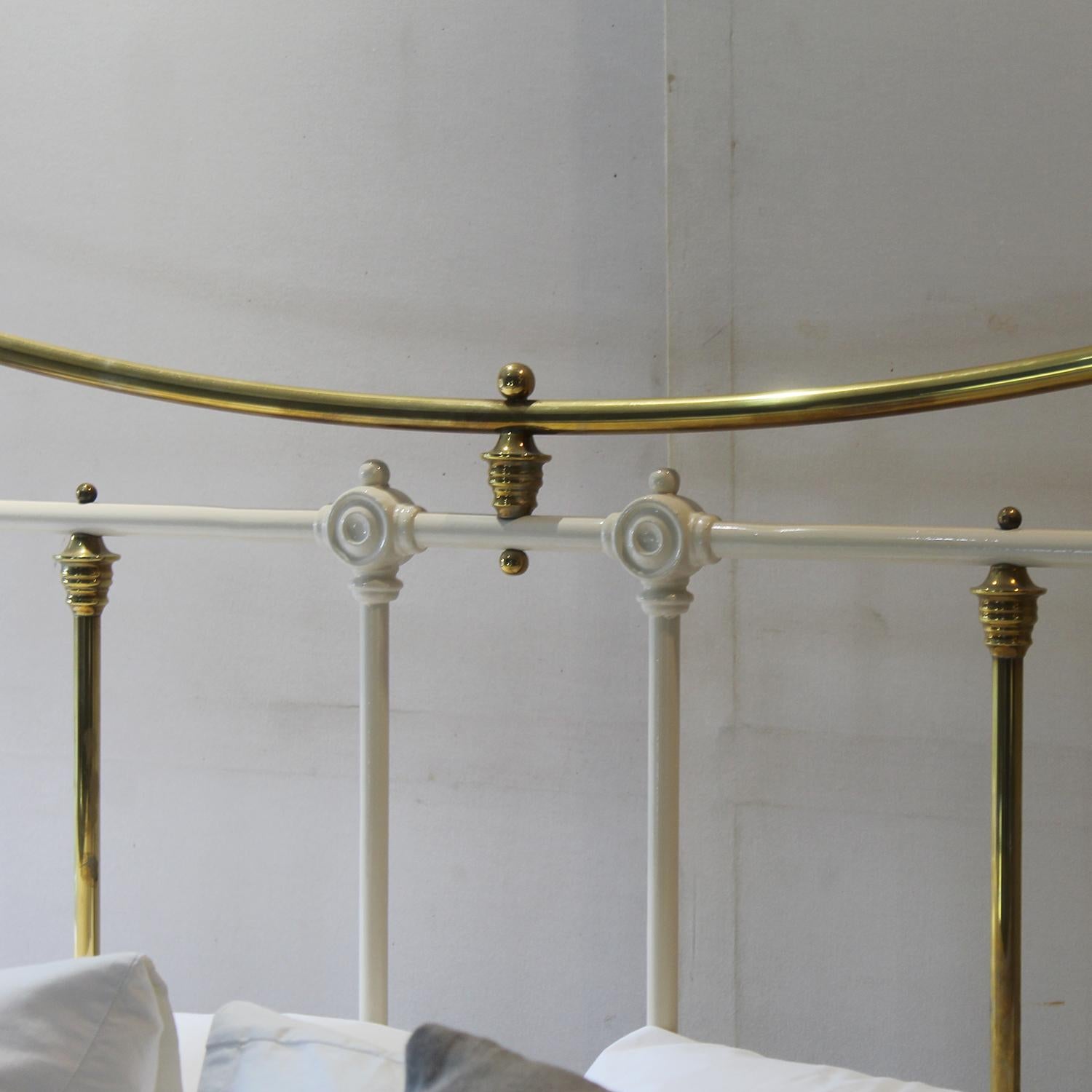 Extra Wide Brass and Iron Bed in Cream, MSK84 3