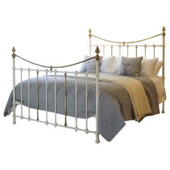Extra Wide Brass and Iron Bed in Cream, MSK84