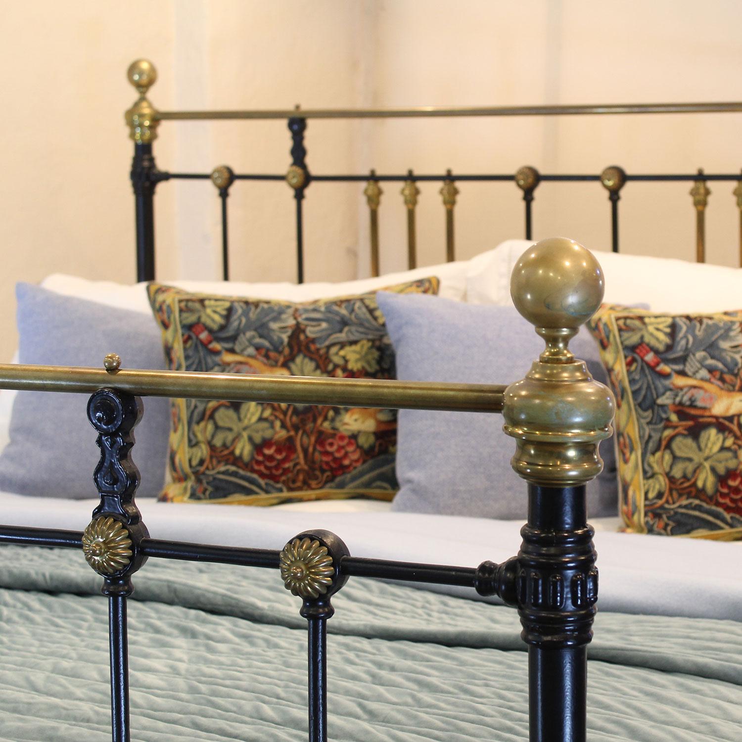 Cast Extra Wide Brass and Iron Bed, MSK74 For Sale