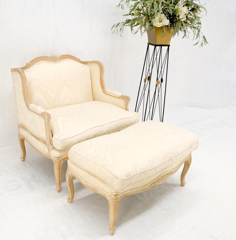 Extra Wide Country French Lounge Chair w/ Matching Ottoman Beige ...