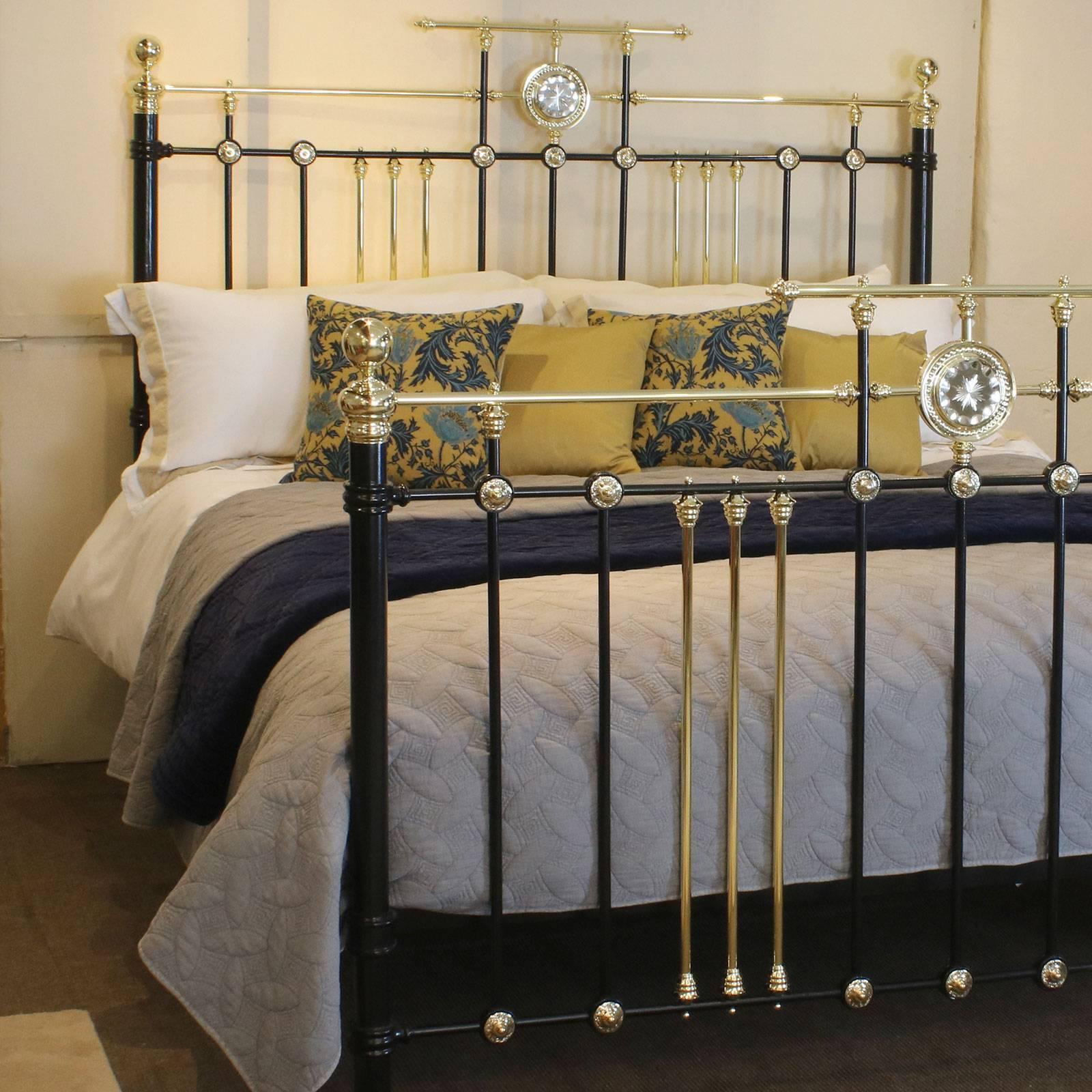 This unusual Gothic style bed has a attractive castings, superb central mirror decoration, brass rosettes and raised gallery rail on head and foot.

This bed accepts a British super king-size or California king-size base and mattress set (72