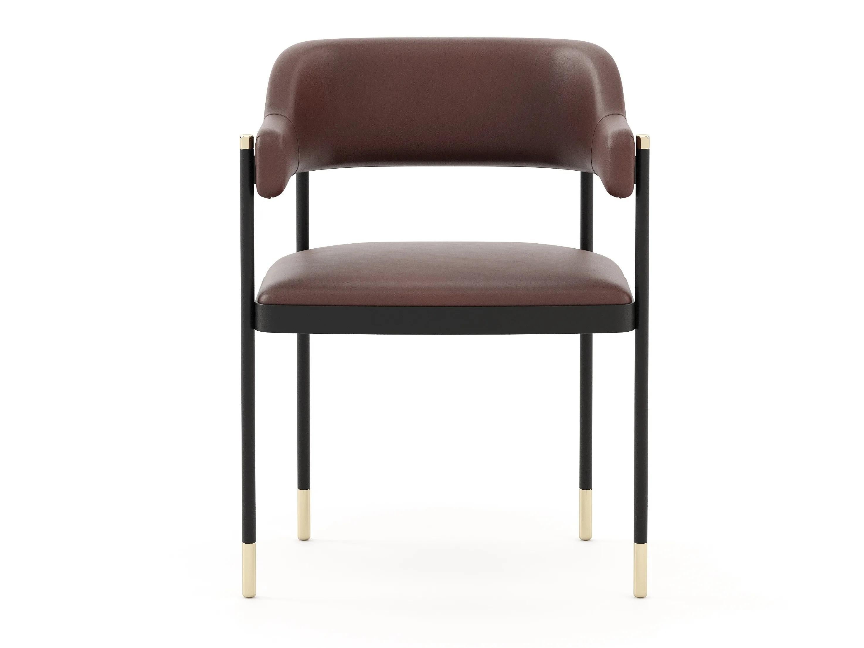 A dining chair that epitomizes contemporary elegance and superior craftsmanship. Designed to seamlessly blend with modern interiors, this chair features a sleek metal structure that provides a robust foundation while exuding a minimalist charm.
Key