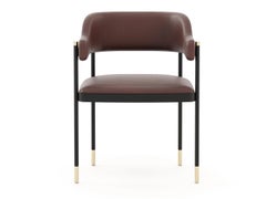 Extra-Wide Dining or Office Chair with Leather Upholstery and Metal Structure
