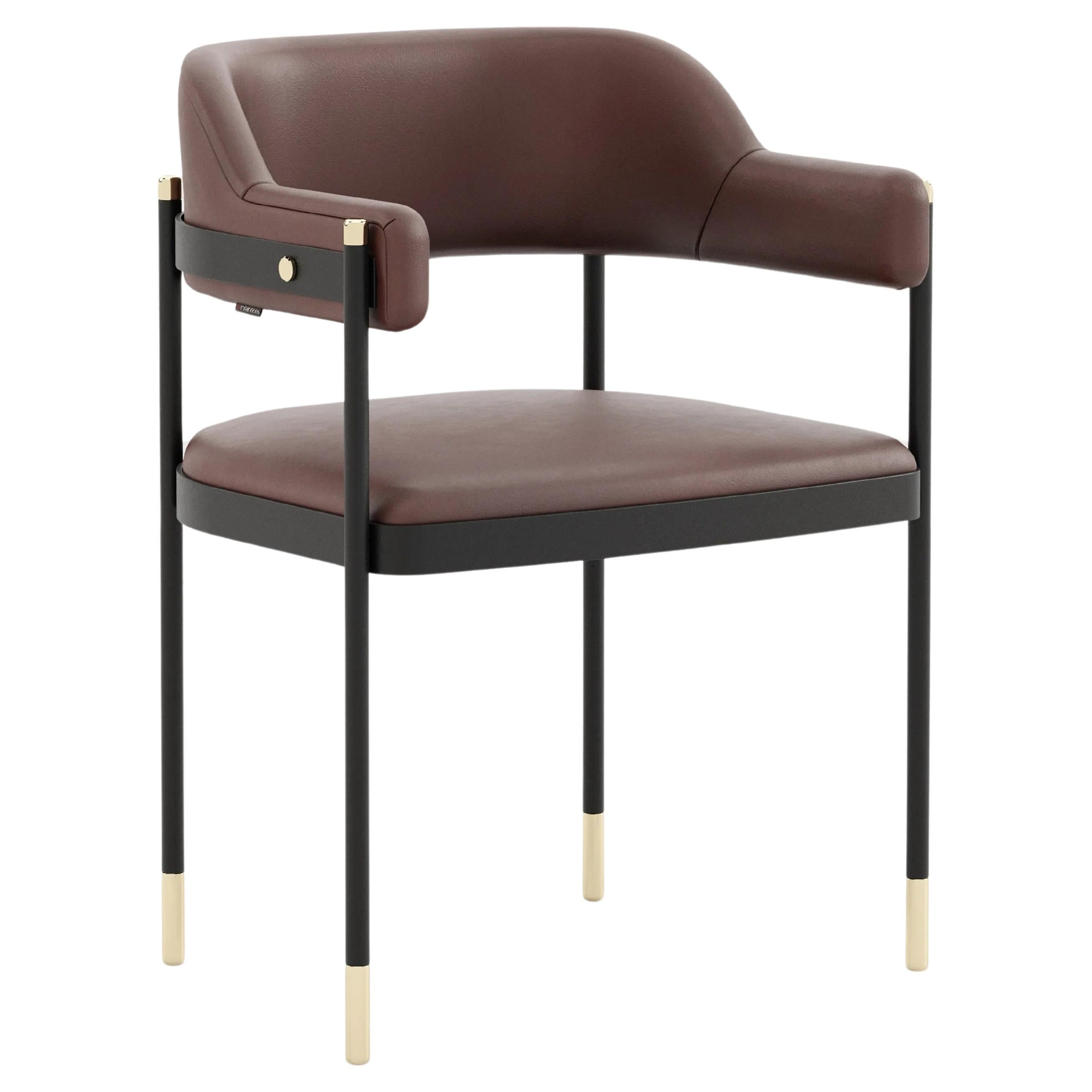 Extra-Wide Dining or Office Chair with Leather Upholstery and Metal Structure