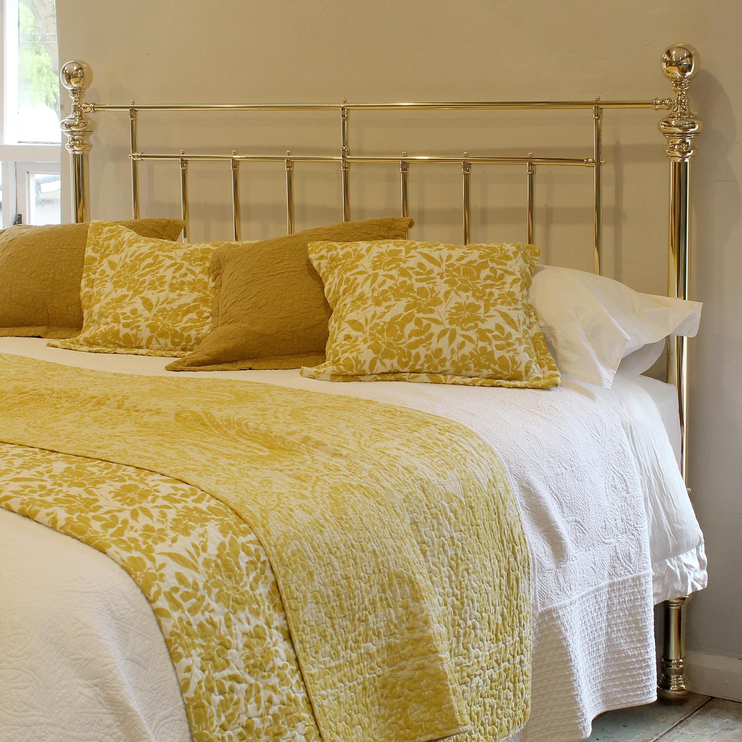 Late Victorian Extra Wide Fully Restored Victorian Platform All Brass Antique Bed, Circa 1895 For Sale