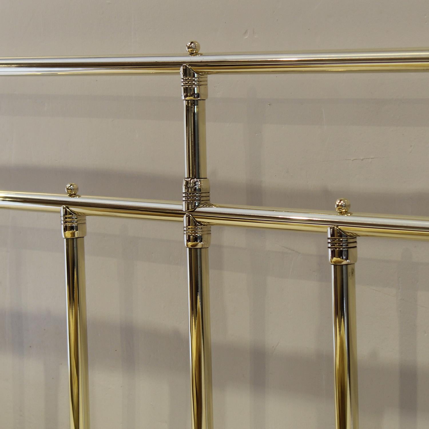 Extra Wide Fully Restored Victorian Platform All Brass Antique Bed, Circa 1895 For Sale 3