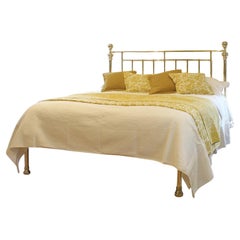 Letto antico a piattaforma vittoriana extra-large completamente restaurato, completamente in ottone, CIRCA 1895