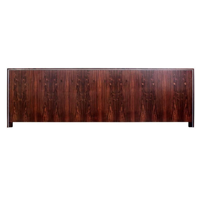 Extra Wide KingSize Headboard in Rosewood and Chrome For Sale at