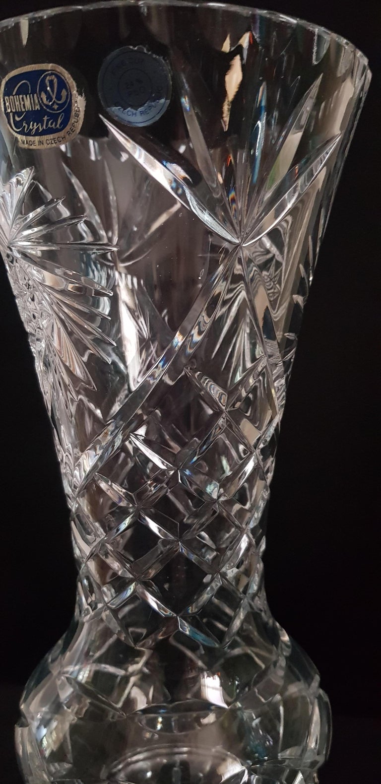 Extralarge Vitange Bohemian Fine Cut Crystal Vase For Sale at 1stDibs