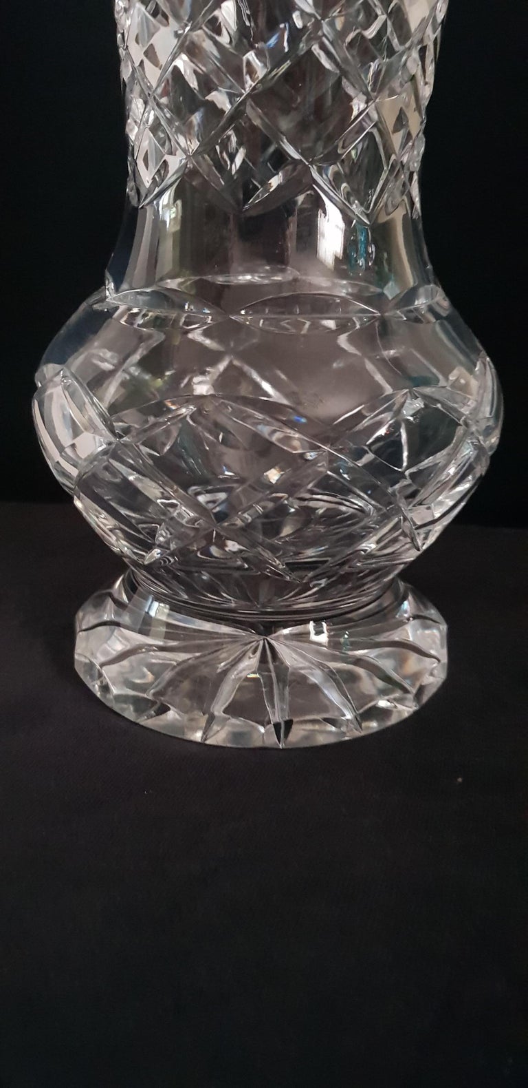 Extralarge Vitange Bohemian Fine Cut Crystal Vase For Sale at 1stDibs