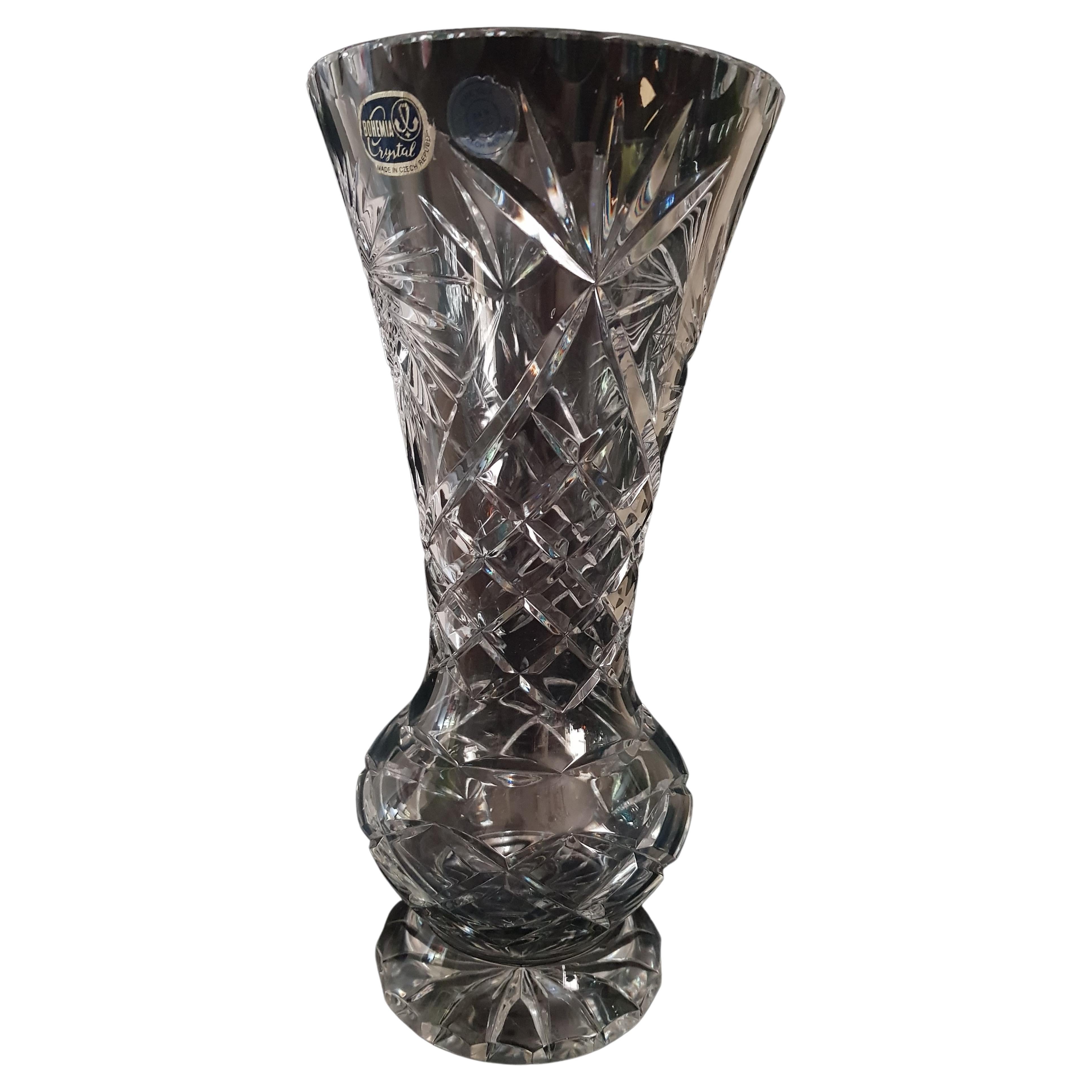Hand Cut Crystal Bohemian Vase For Sale at 1stDibs bohemian vase crystal, cut crystal vase