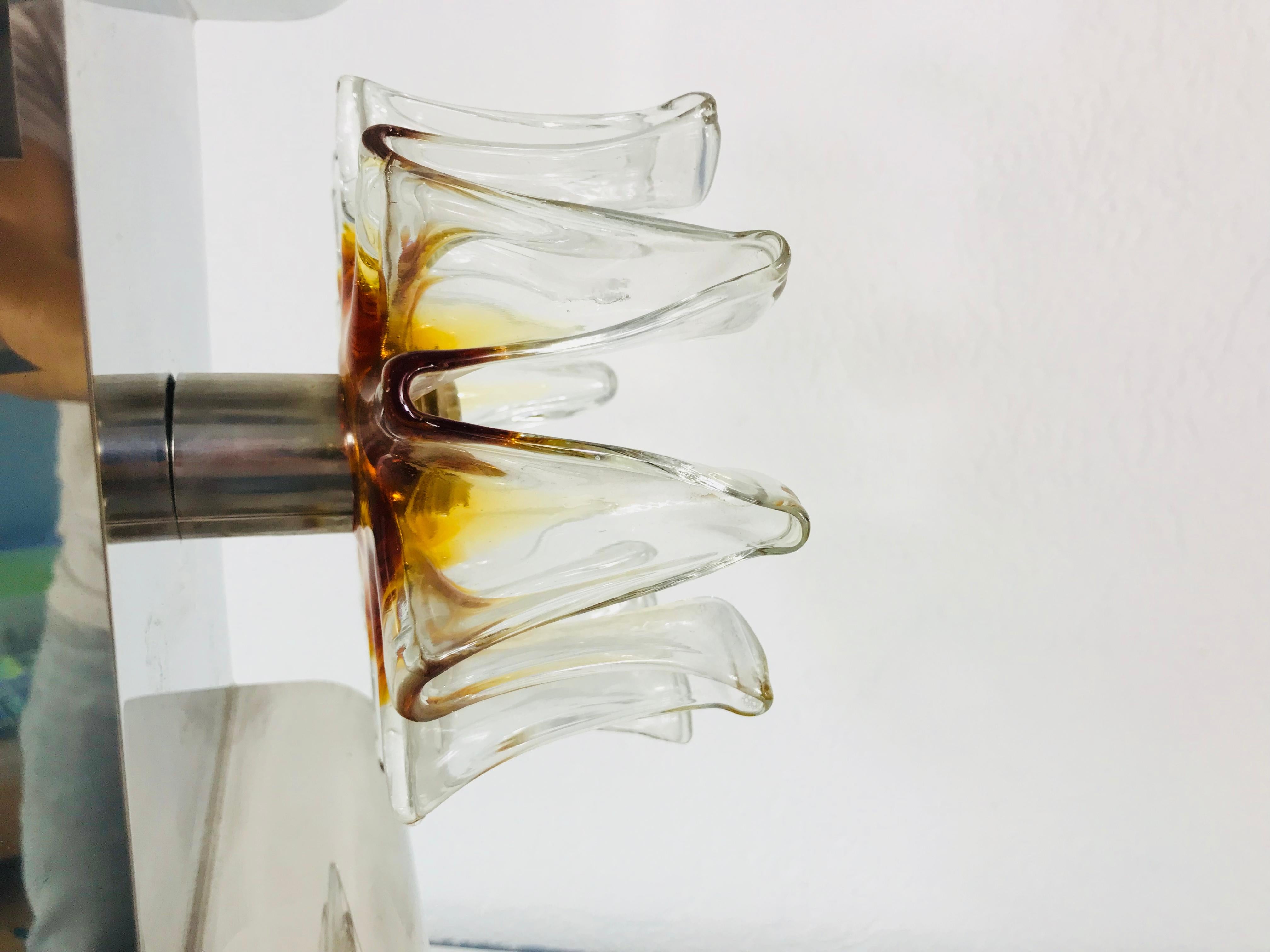 Aluminum Extraordinary Aluminium and Murano Glass Ceiling Light by Mazegga, 1970s, Italy For Sale