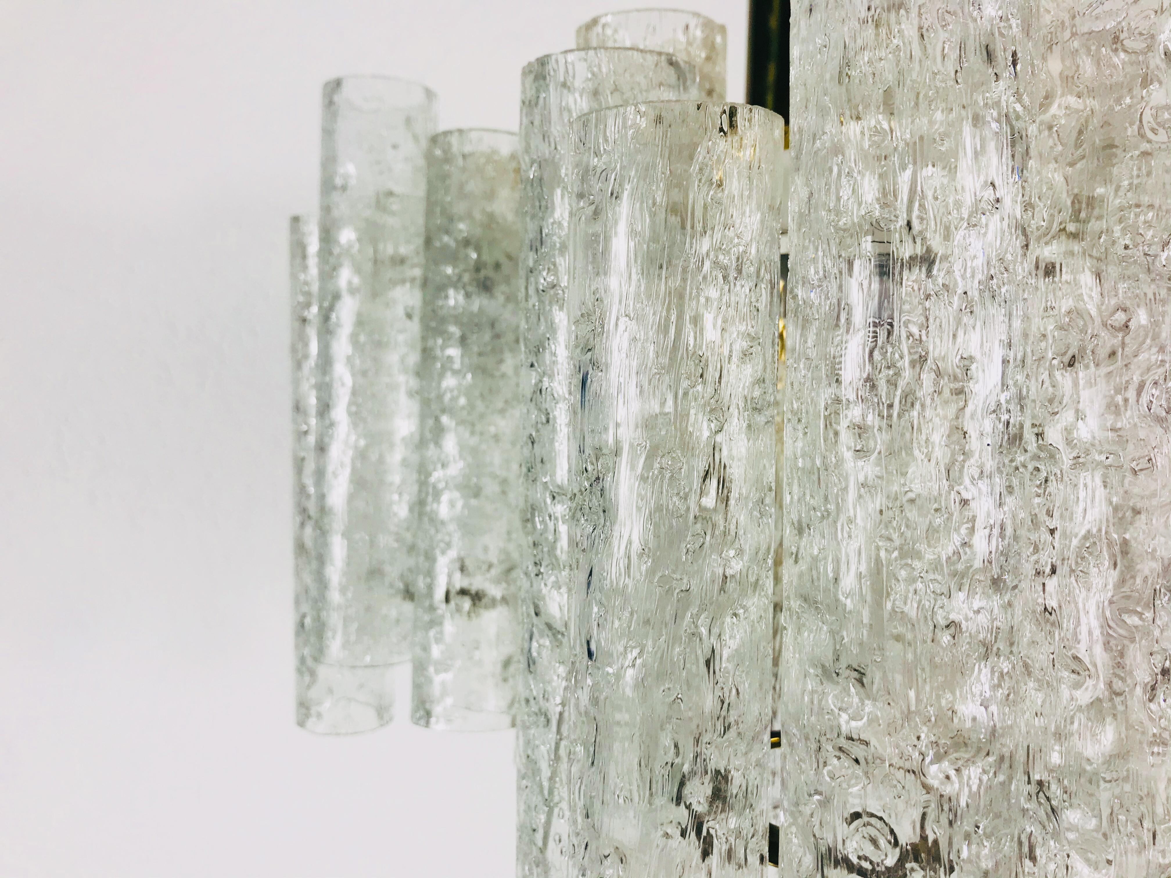 Extraordinary Doria Midcentury Crystal Ice Glass Chandelier, Germany, 1960s For Sale 3