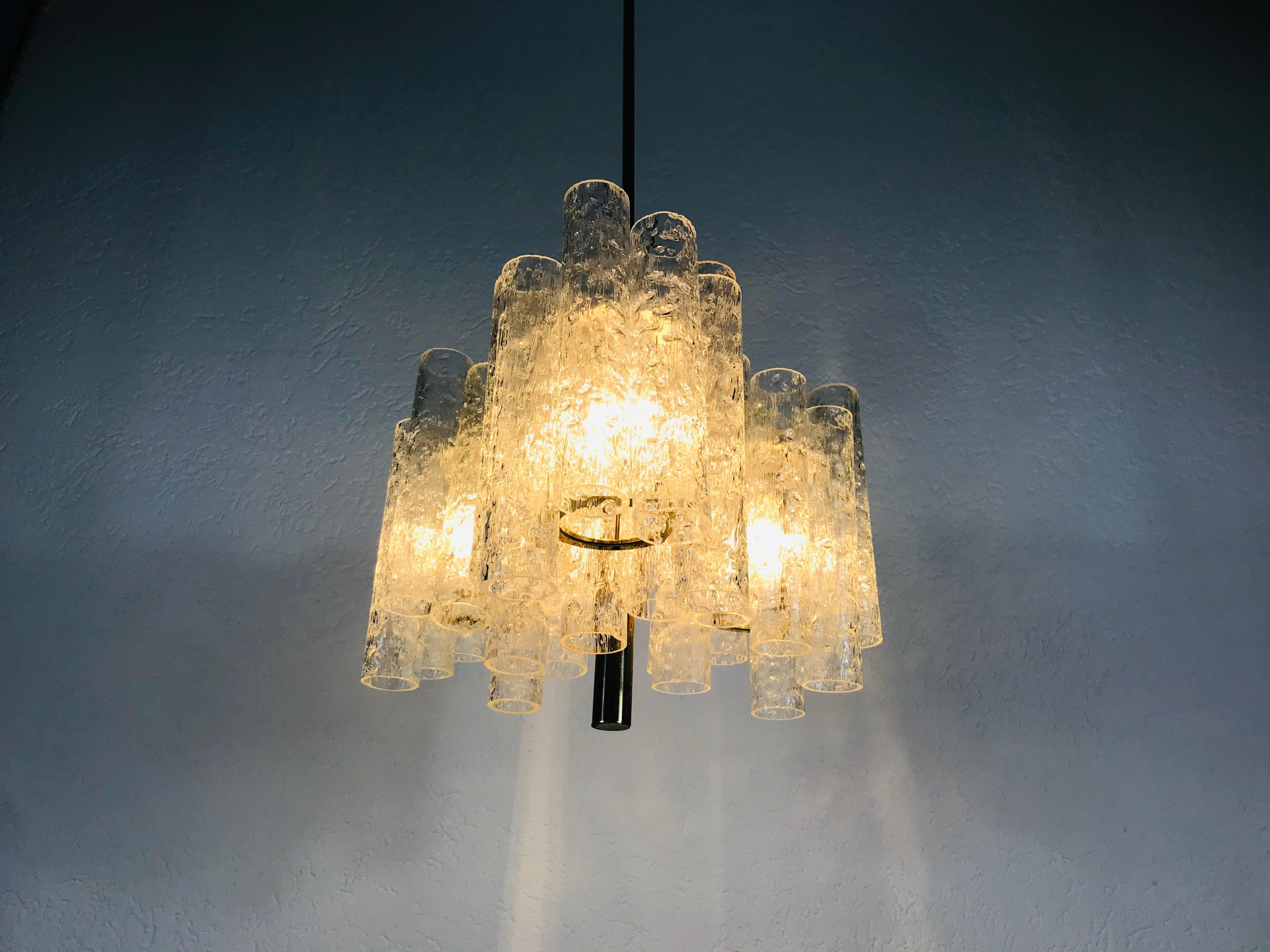 Extraordinary Doria Midcentury Crystal Ice Glass Chandelier, Germany, 1960s For Sale 4