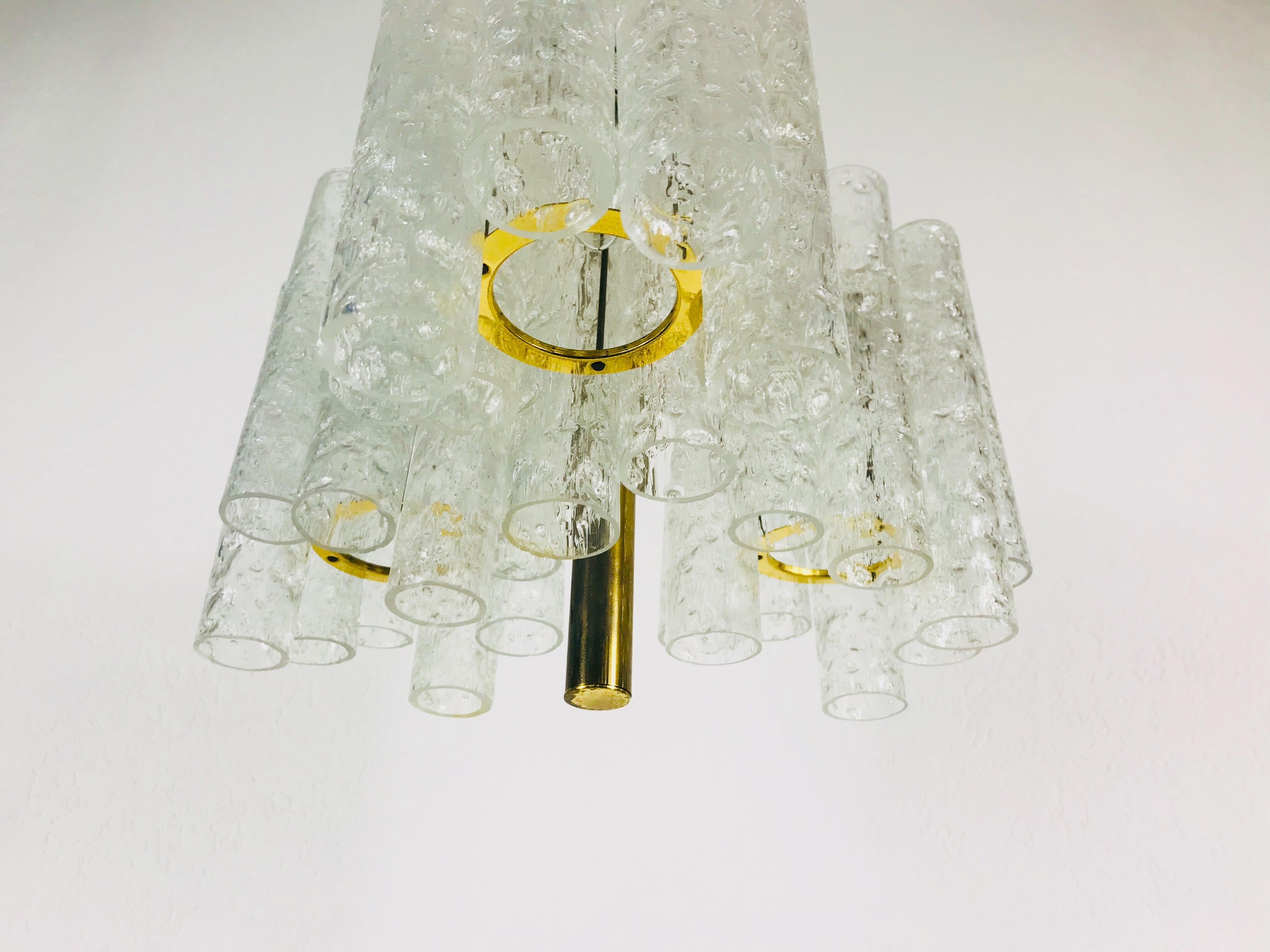 Extraordinary Doria Midcentury Crystal Ice Glass Chandelier, Germany, 1960s For Sale 1