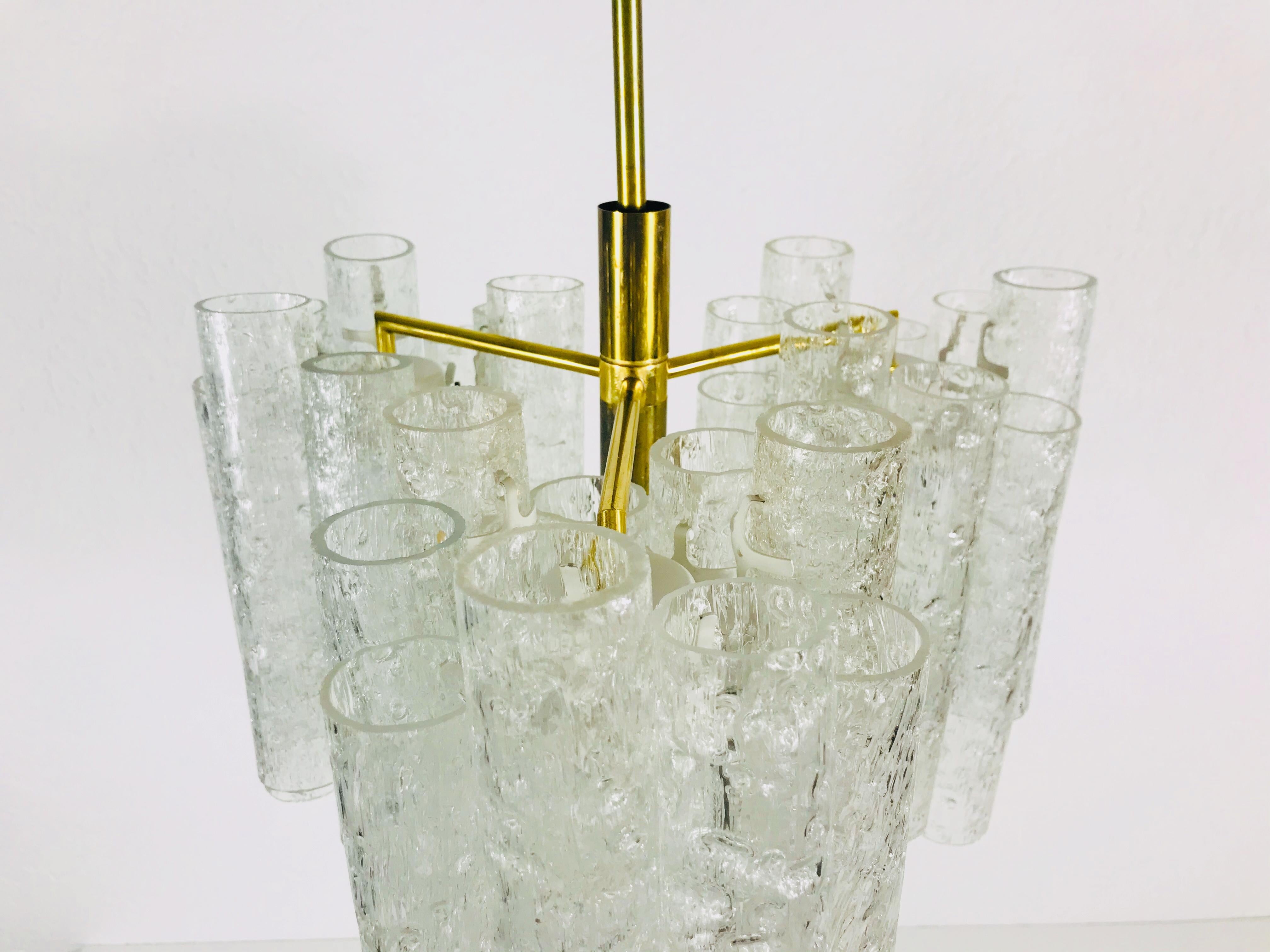 Extraordinary Doria Midcentury Crystal Ice Glass Chandelier, Germany, 1960s For Sale 2