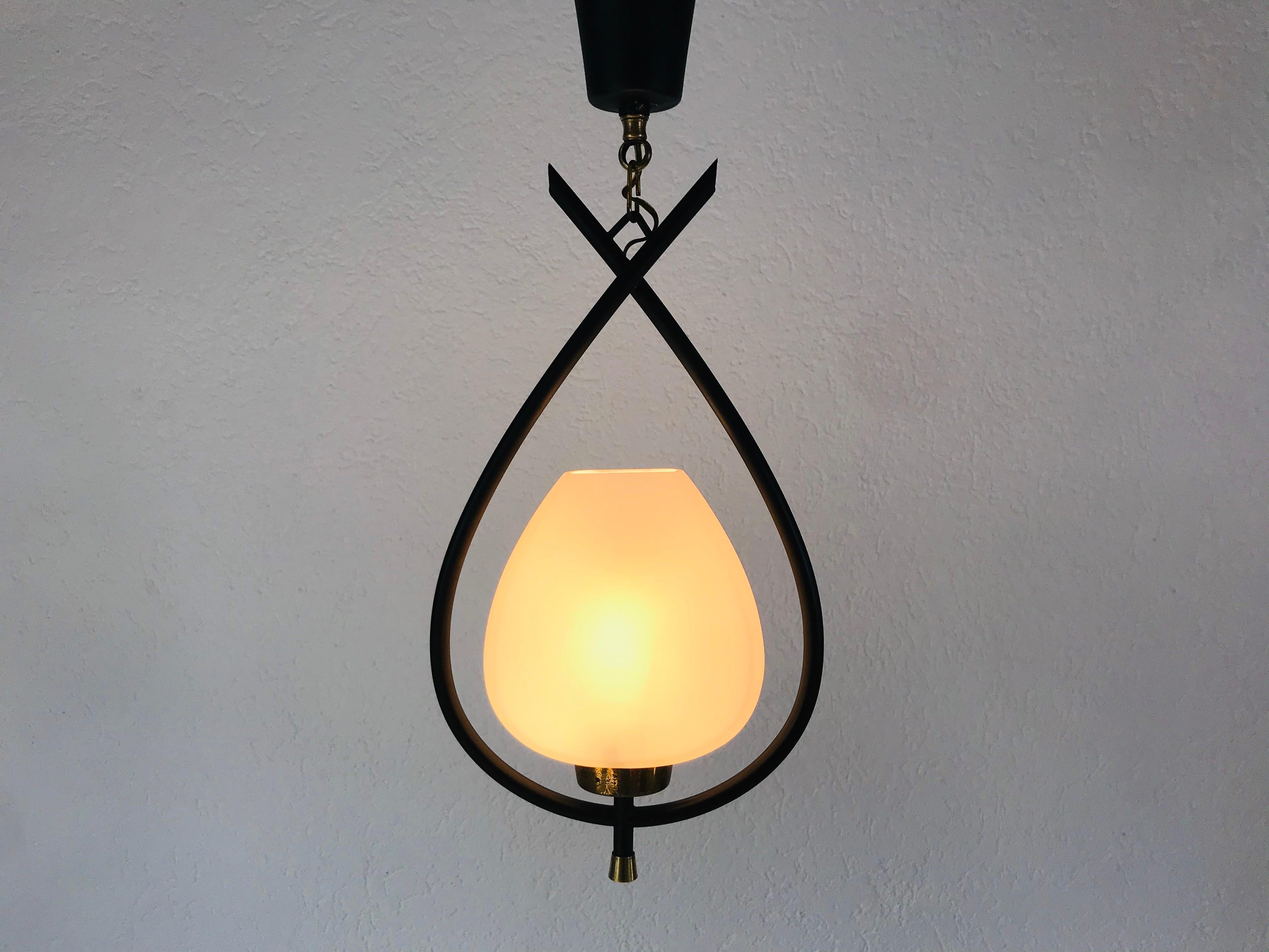 Extraordinary Midcentury Pendant Lamp from Maison Lunel, France, 1950s 7
