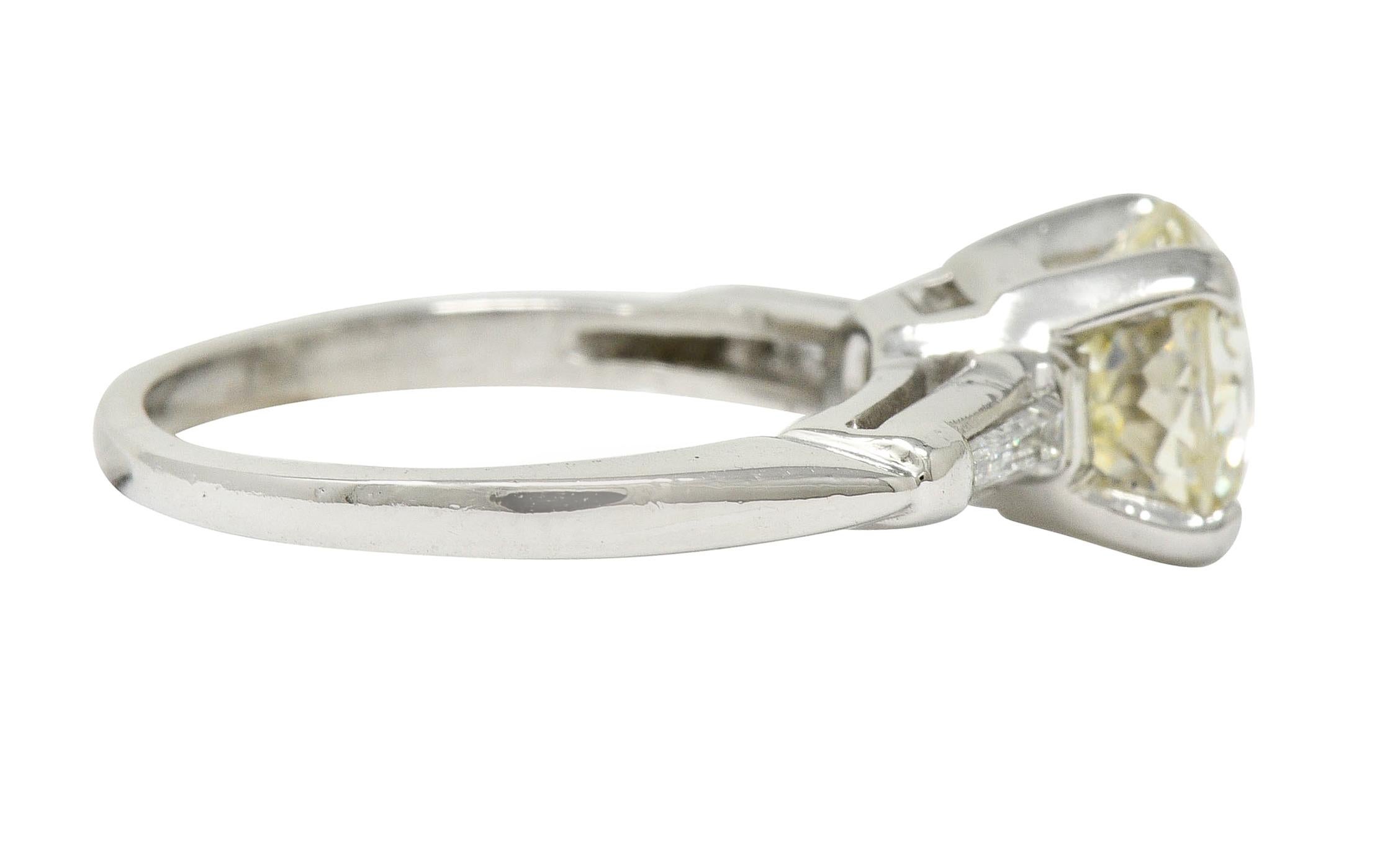 Retro 1.82 Carat Jubilee Cut Diamond Platinum Engagement Ring GIA