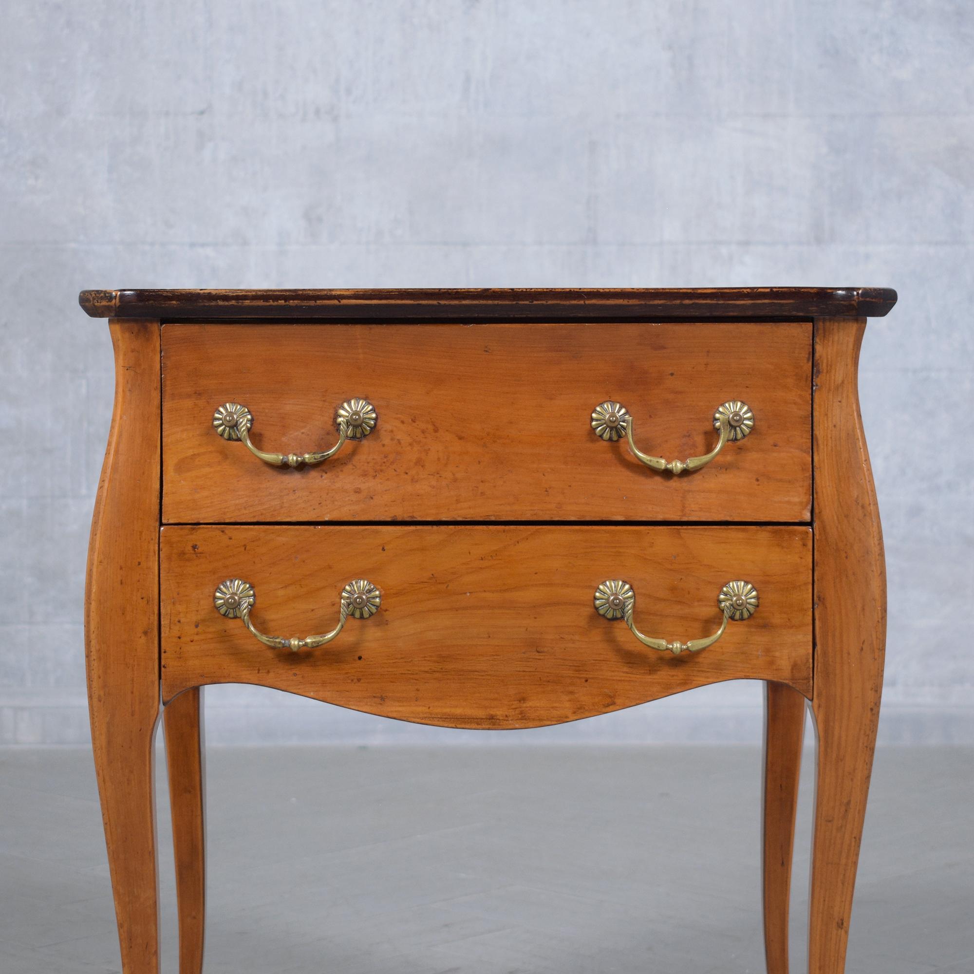 Late 19th Century 1880s Antique Provincial Light Walnut Commode with Inlaid Design For Sale