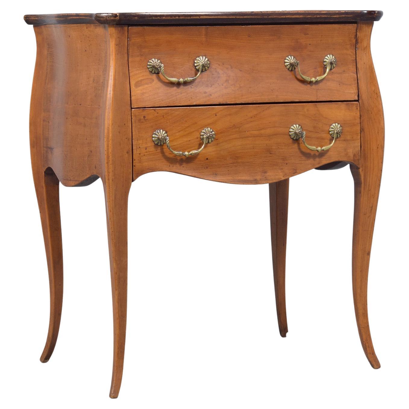 1880s Antique Provincial Light Walnut Commode with Inlaid Design For Sale
