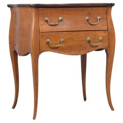 1880s Antique Provincial Light Walnut Commode with Inlaid Design