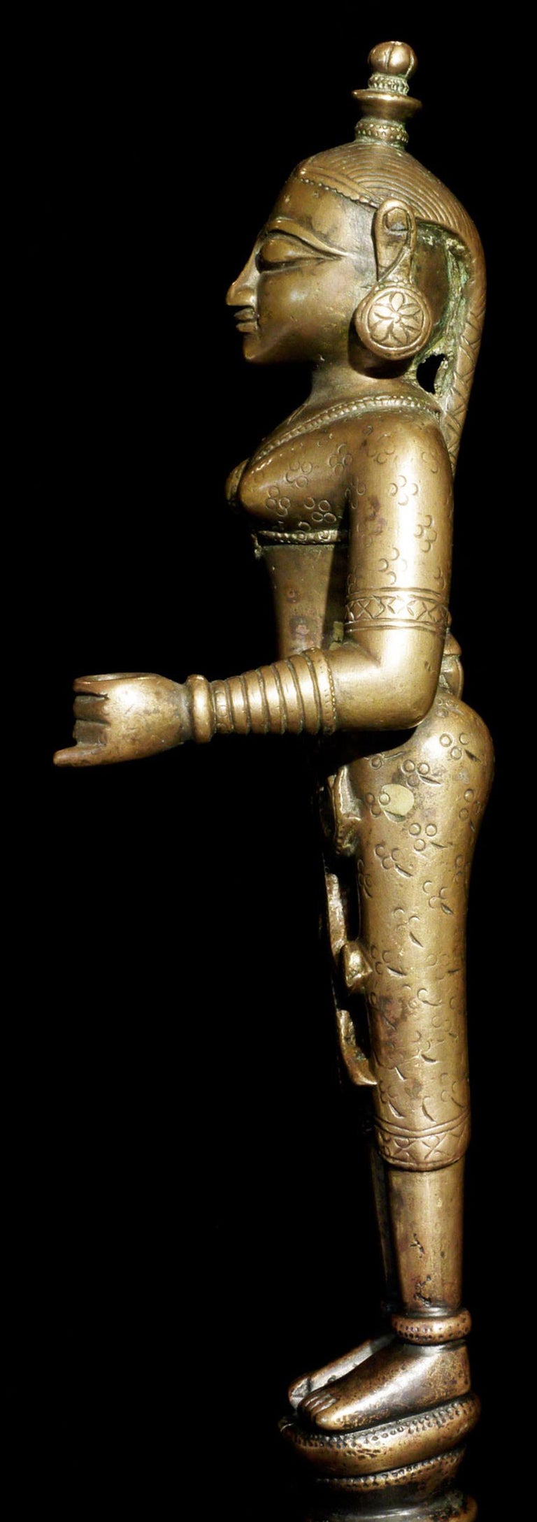 Extraordinary 18C Indian Bronze GoddessOriginally Part of Large Oil