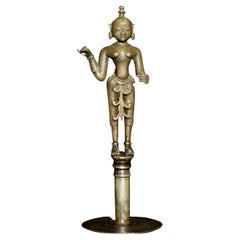 Extraordinary 18C Indian Bronze Goddess-Originally Part of Large Oil Lamp, 4778
