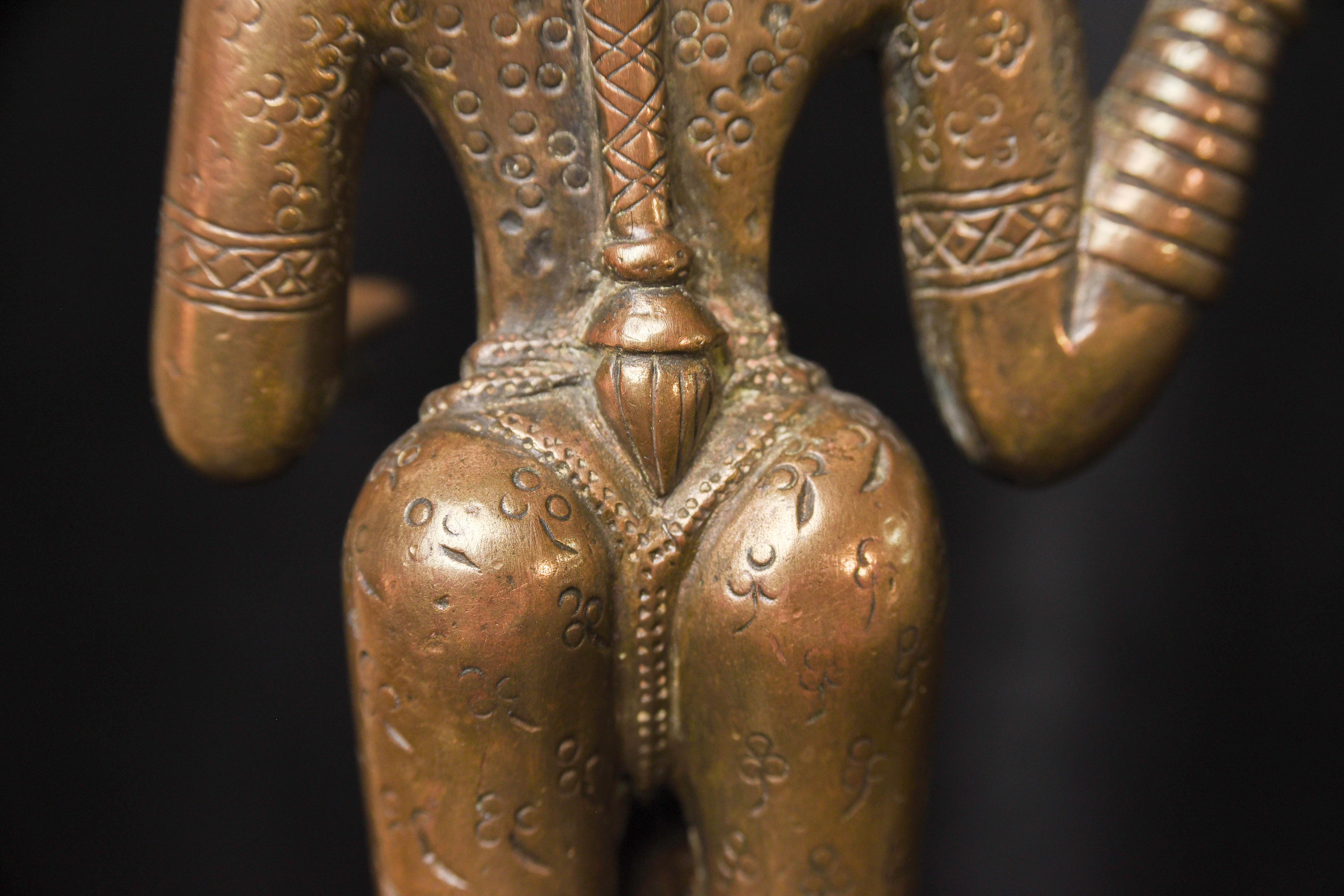 Extraordinary 18C Indian Bronze Goddess-Originally Part of Large Oil Lamp, 9721 For Sale 13
