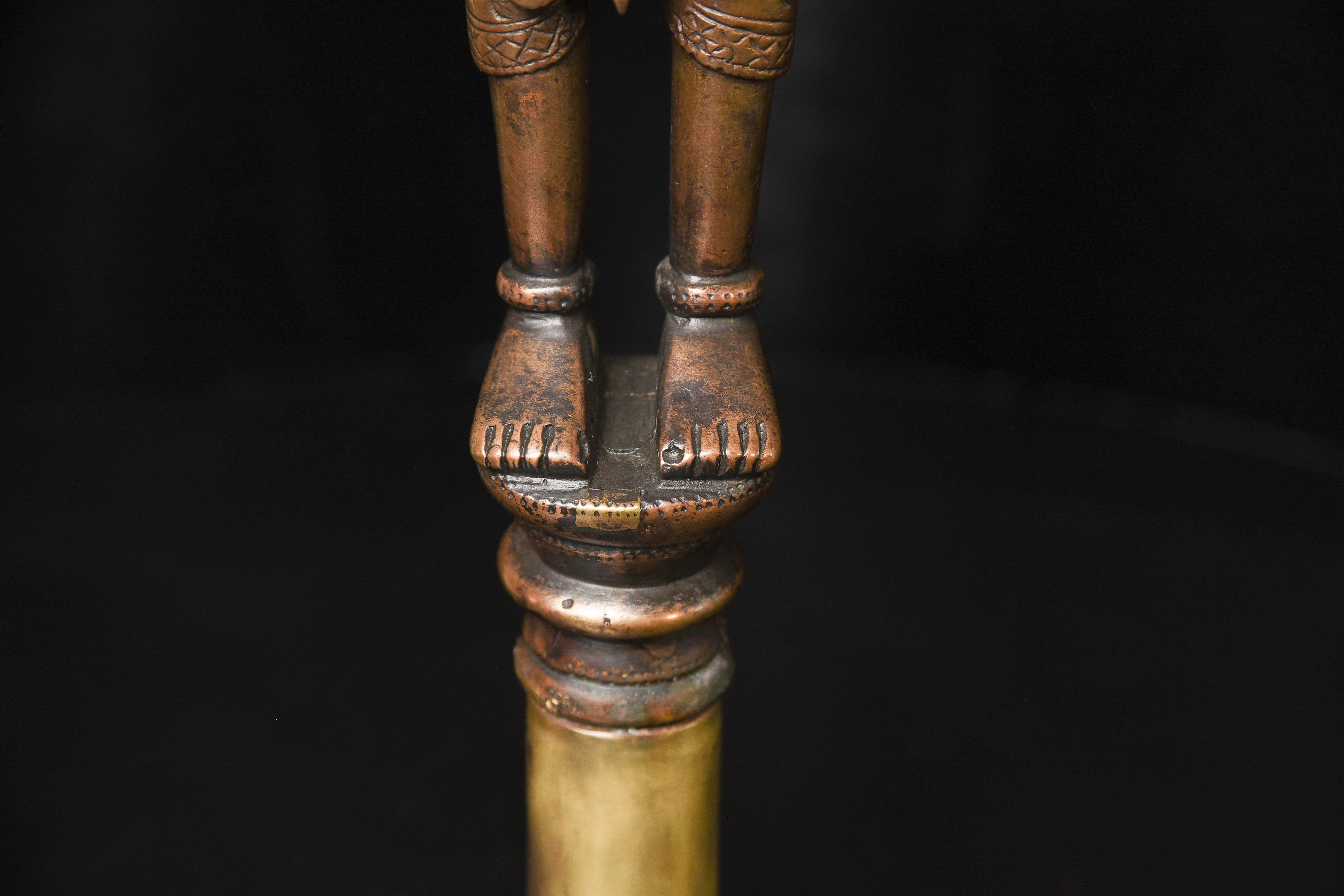Extraordinary 18C Indian Bronze Goddess-Originally Part of Large Oil Lamp, 9721 For Sale 3