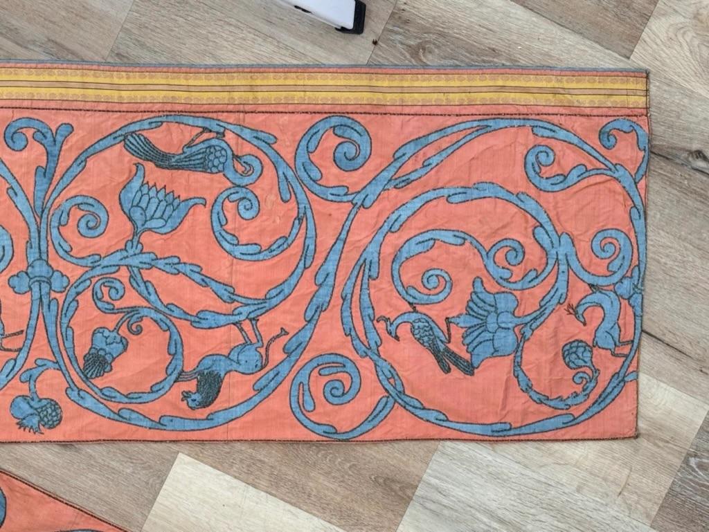 Unknown Extraordinary 18th Century Silk Panel - salmon pink and pale blue For Sale