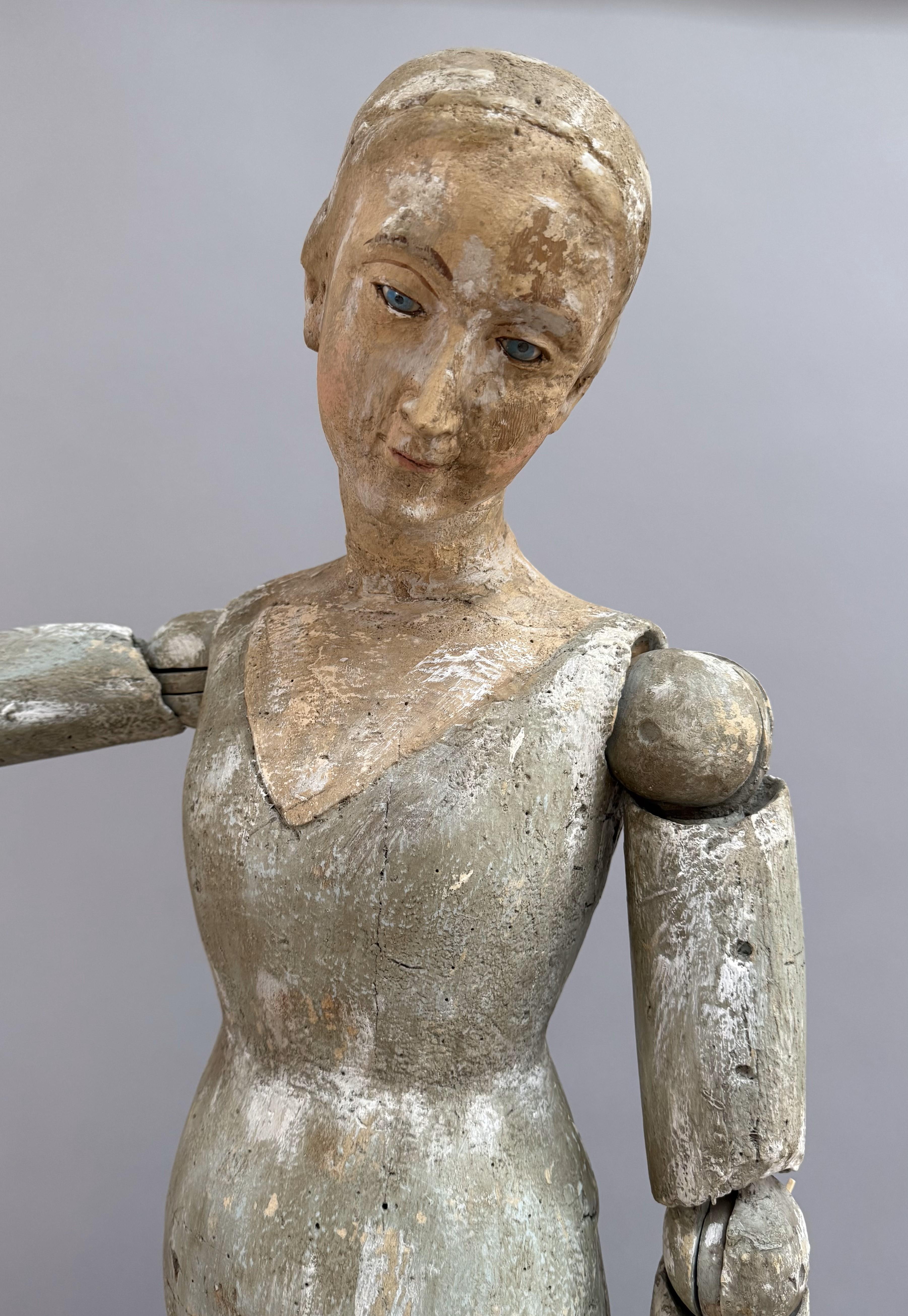 Extraordinary 18th Century Spanish Wooden Mannequin In Good Condition For Sale In Middleburg, VA