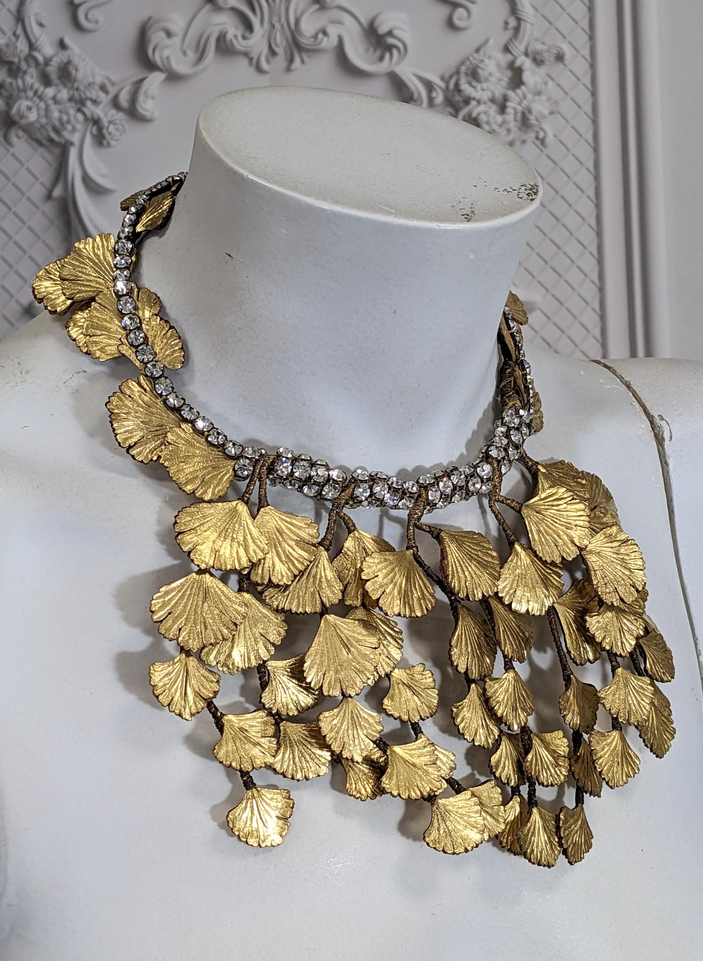 Straordinario bavaglino in pelle Gingko Haute Couture degli anni '30 in vendita 5