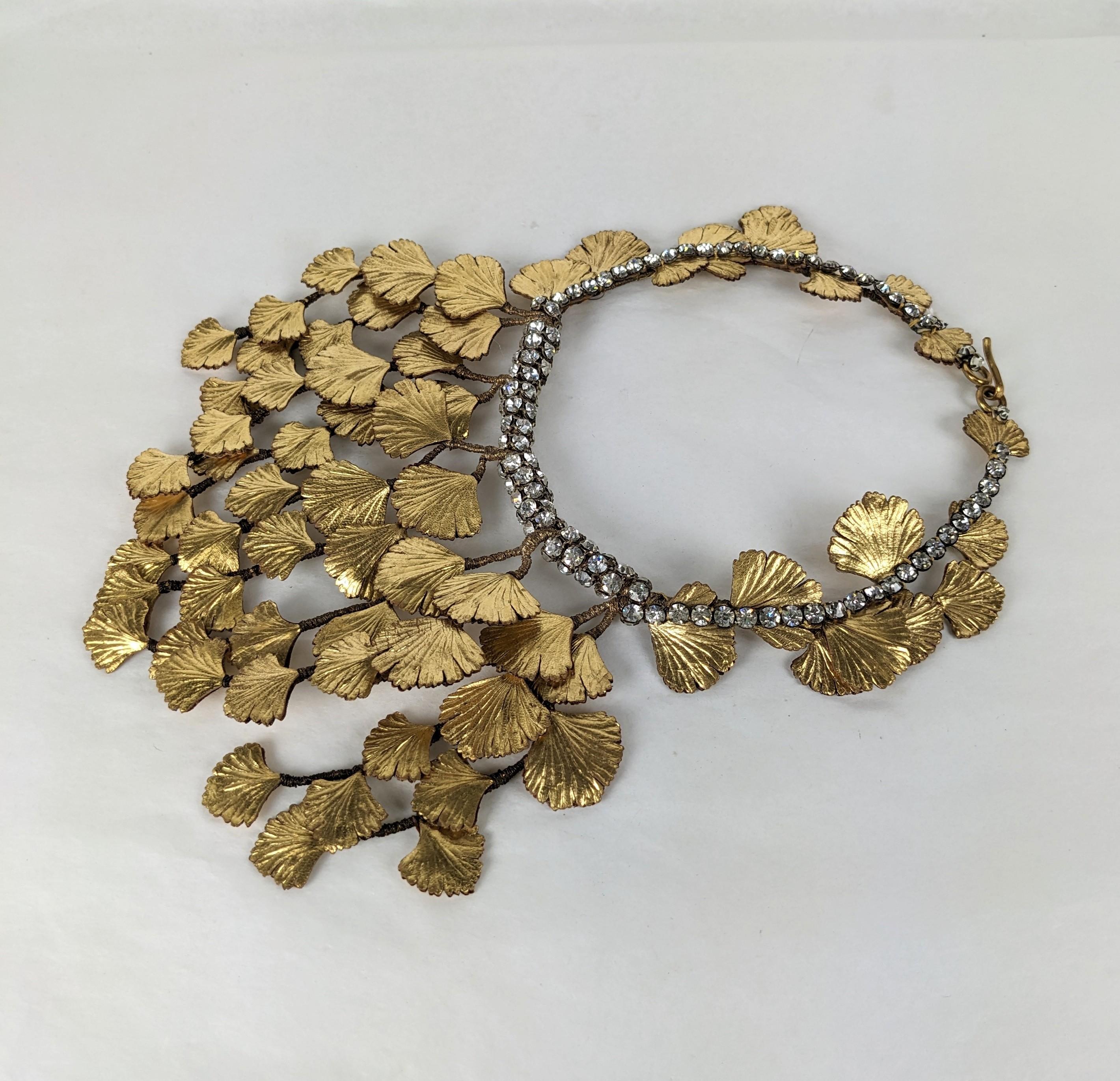 Straordinario bavaglino in pelle Gingko Haute Couture degli anni '30 In condizioni buone in vendita a New York, NY