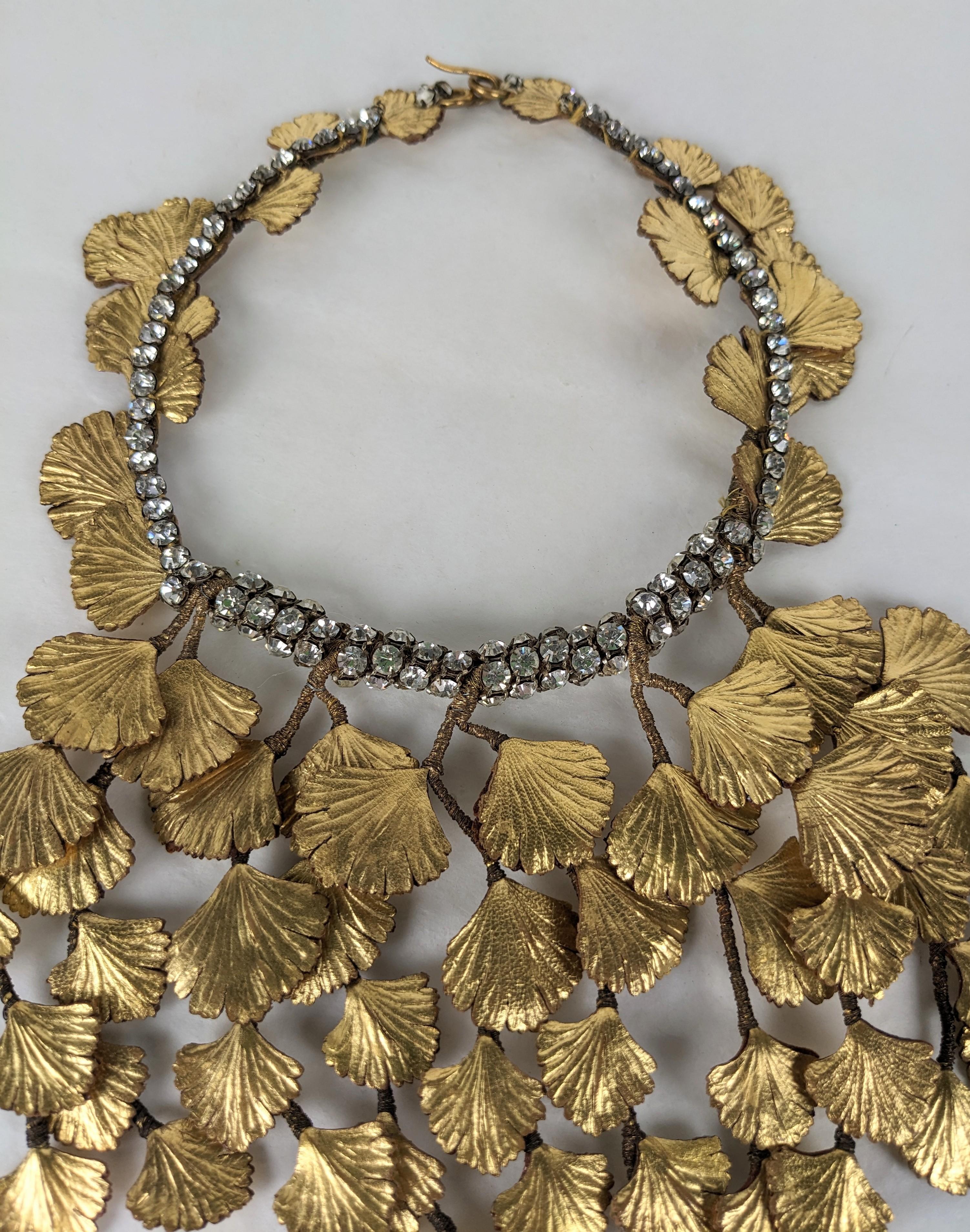 Straordinario bavaglino in pelle Gingko Haute Couture degli anni '30 in vendita 2