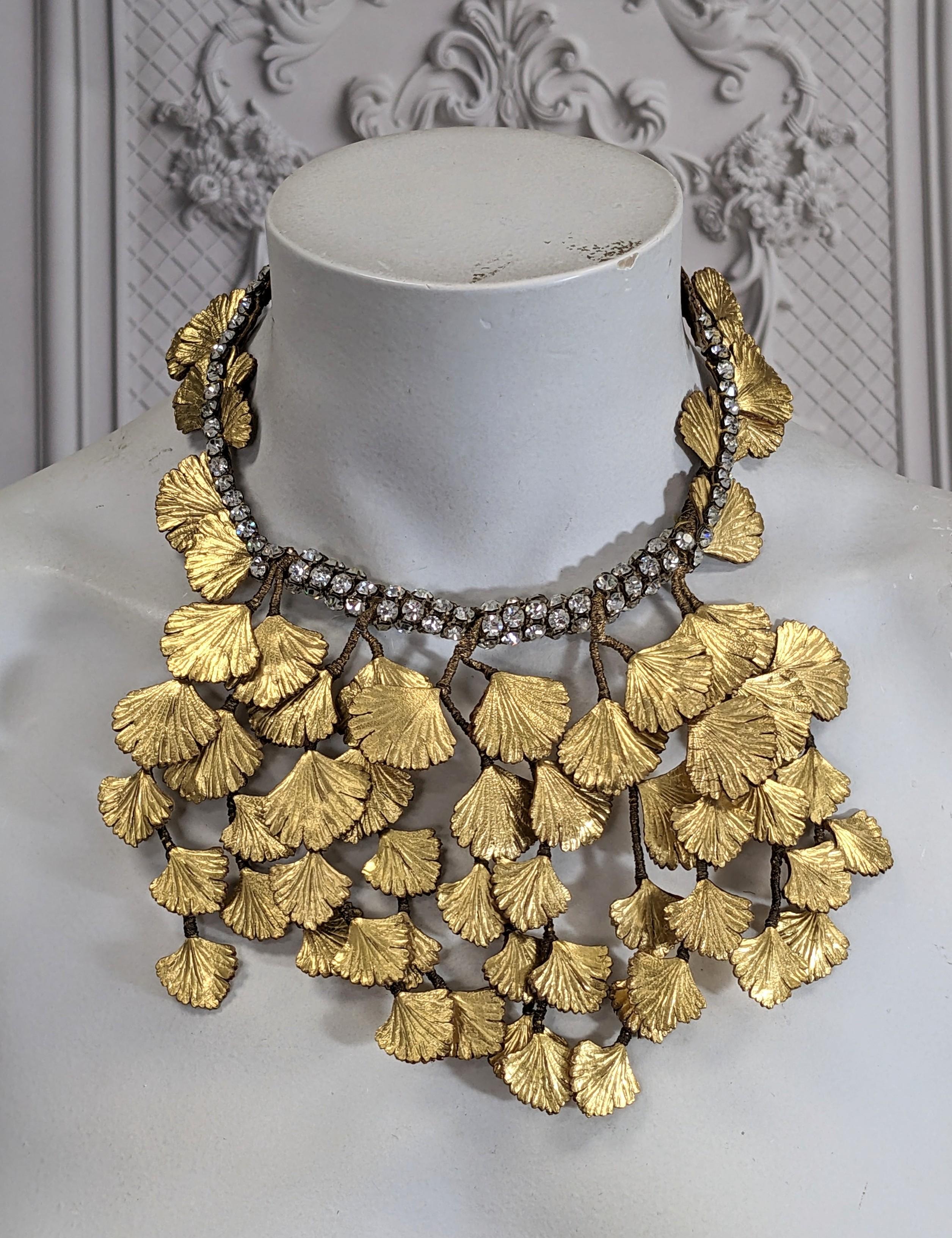 Straordinario bavaglino in pelle Gingko Haute Couture degli anni '30 in vendita 3