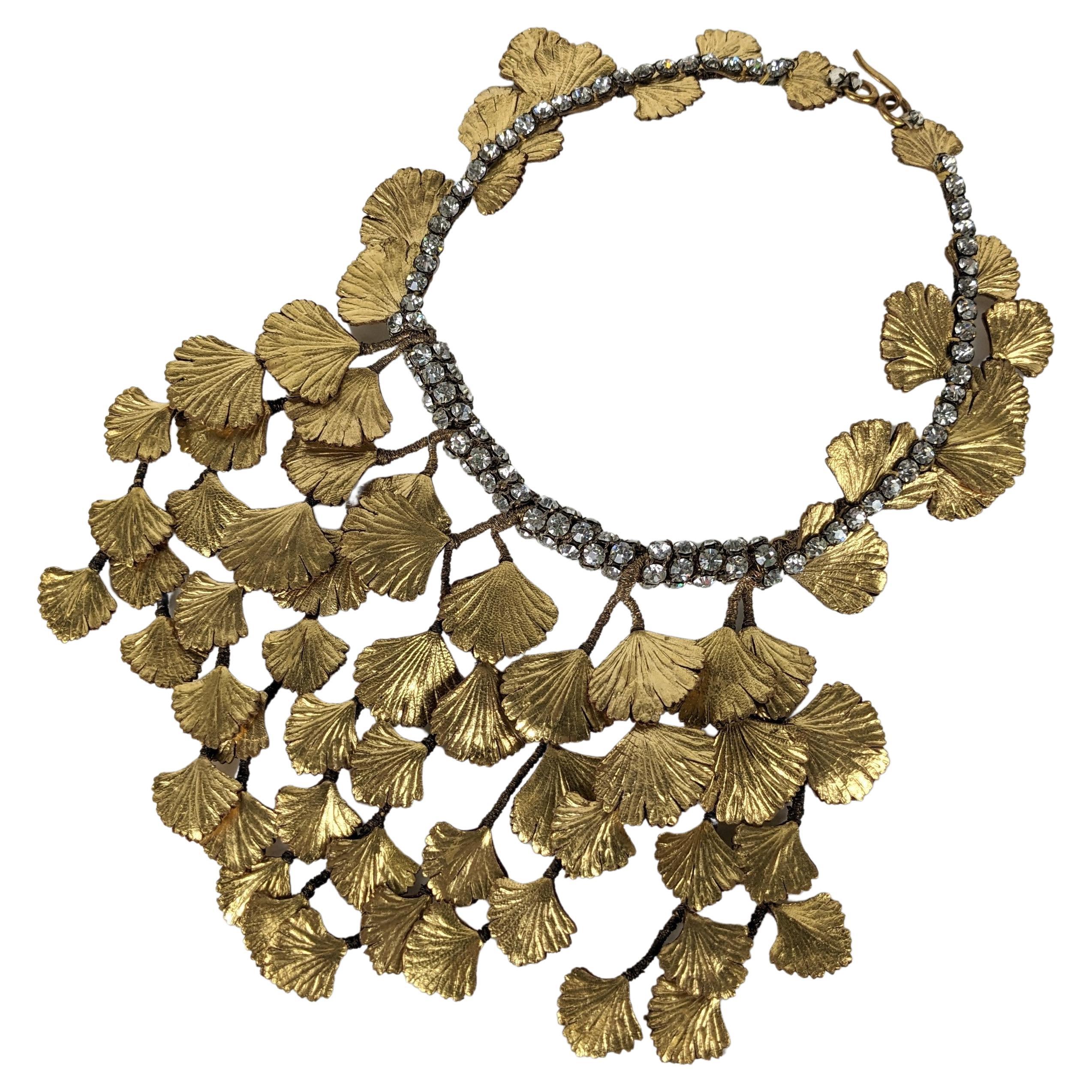 Straordinario bavaglino in pelle Gingko Haute Couture degli anni '30 in vendita