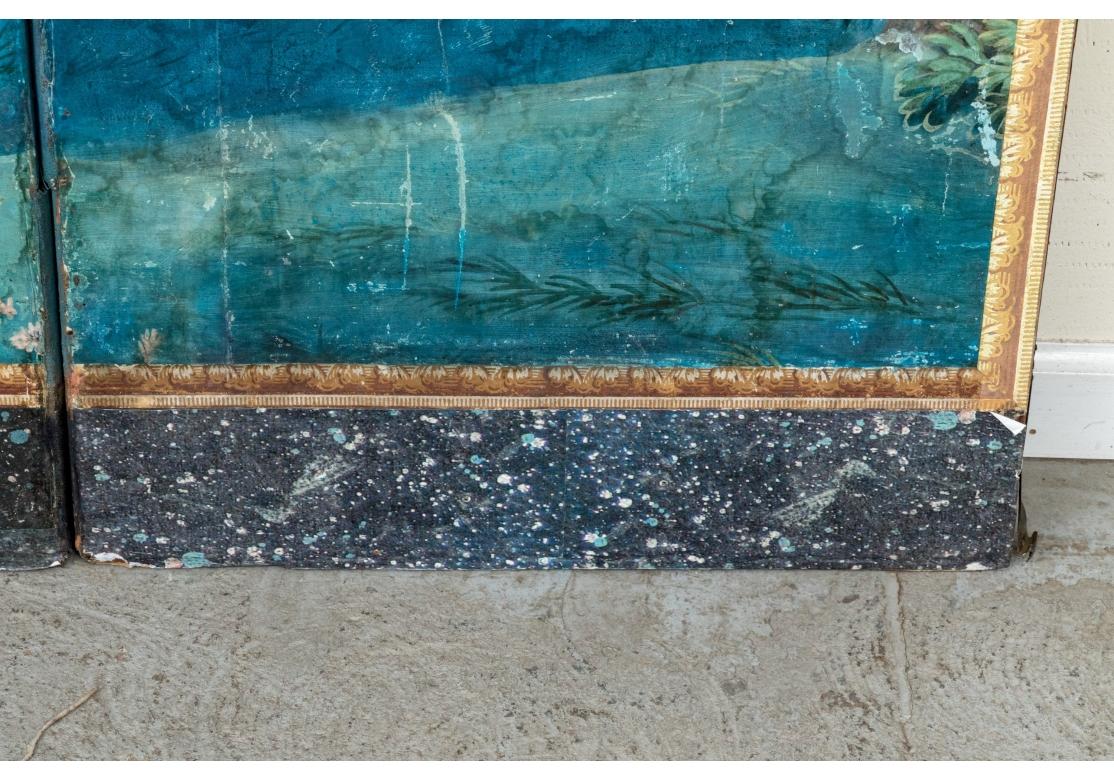 Außergewöhnlicher 8 Tafel bemalter Wandteppichschirm aus dem 19. Jahrhundert, „Italienische Landschaft“ im Angebot 10