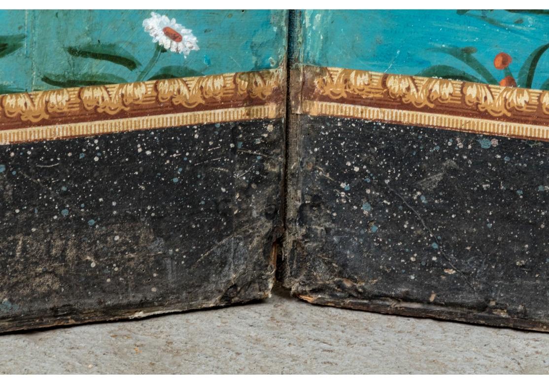 Außergewöhnlicher 8 Tafel bemalter Wandteppichschirm aus dem 19. Jahrhundert, „Italienische Landschaft“ (Handbemalt) im Angebot