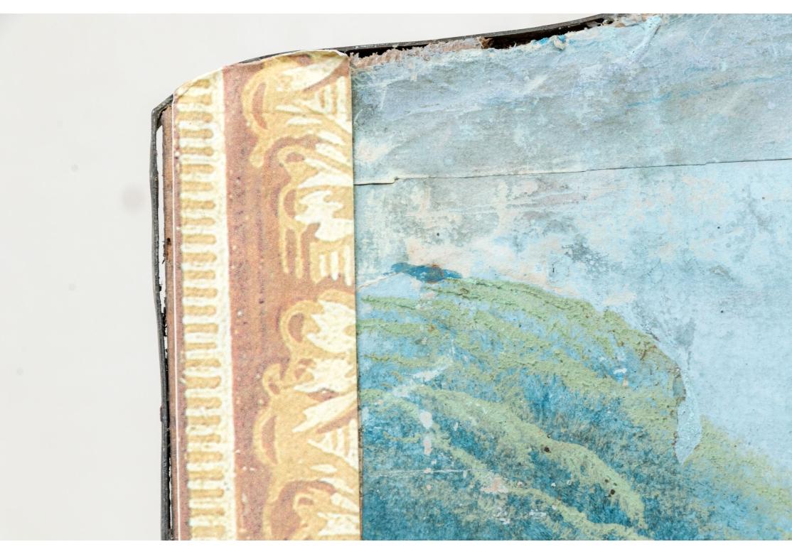 Außergewöhnlicher 8 Tafel bemalter Wandteppichschirm aus dem 19. Jahrhundert, „Italienische Landschaft“ (Holz) im Angebot
